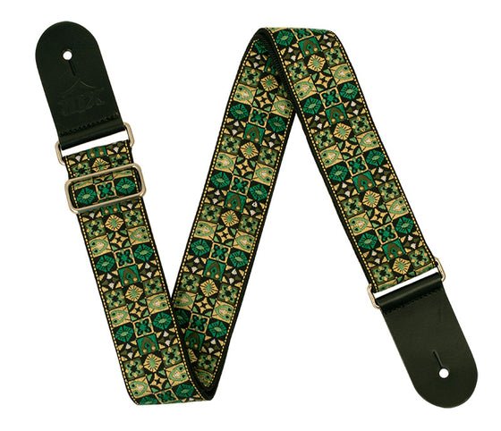XTR | LS326 | Vintage Jacquard Weave Guitar Strap | Vintage 60's Green