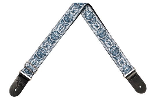 XTR | LS351 | Guitar strap. | Floral blue/white pattern