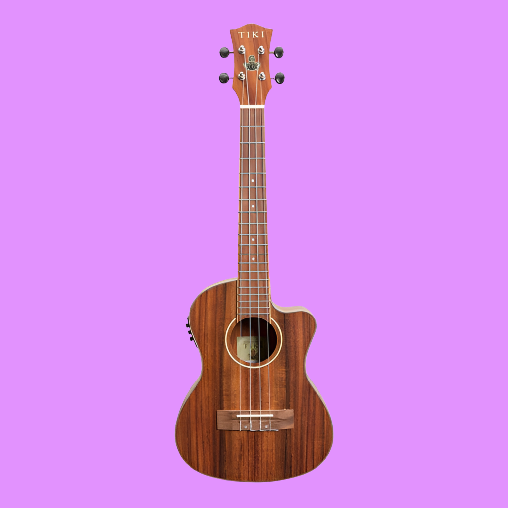 Tiki | 9 Series | Koa | Solid Top | Cutaway Electric Tenor Ukulele | with Deluxe Hardcase