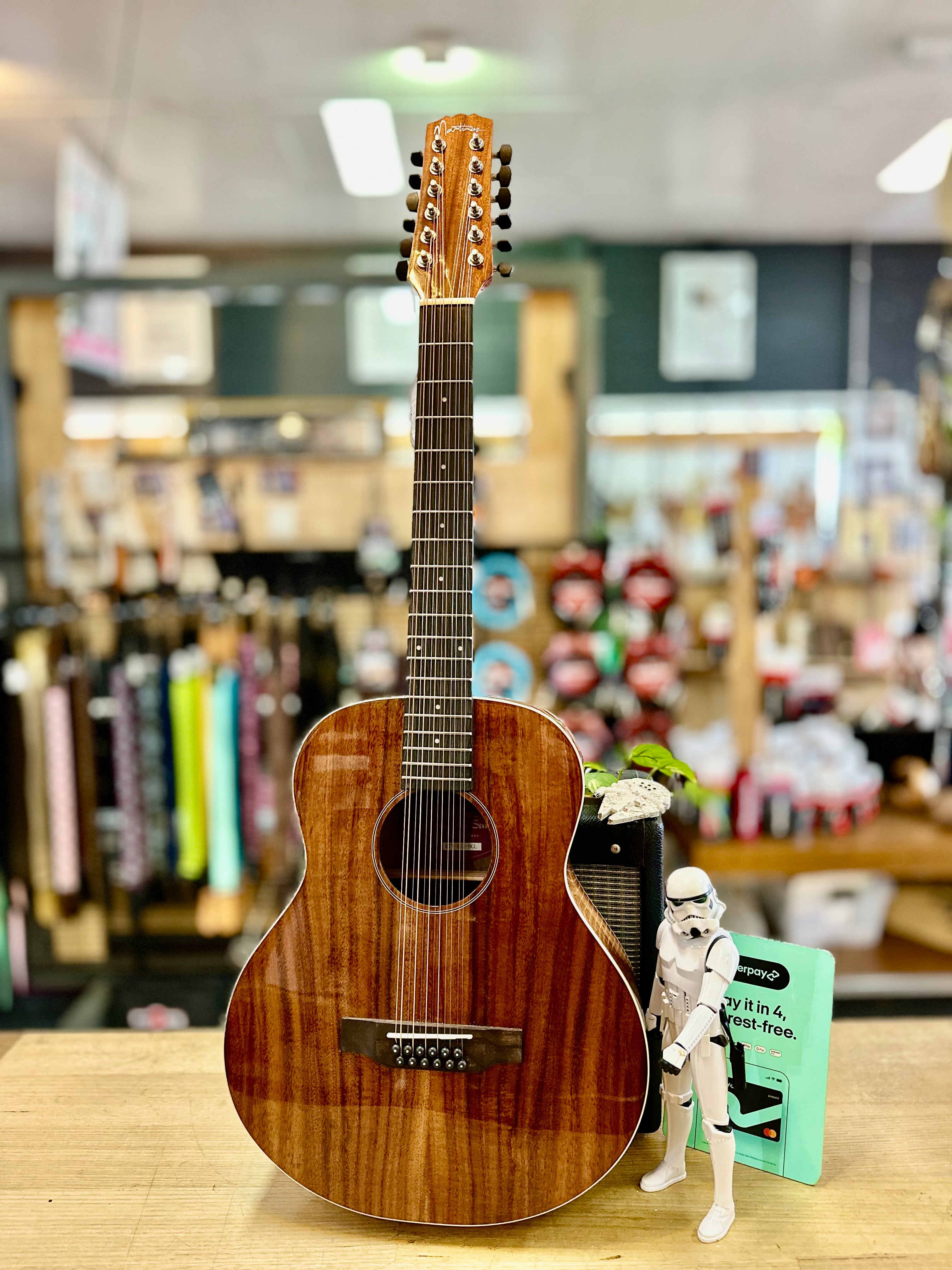 Martinez | Southern Star Series | Koa Solid Top | 12 String | TS-Mini Acoustic-Electric Guitar | Natural Gloss