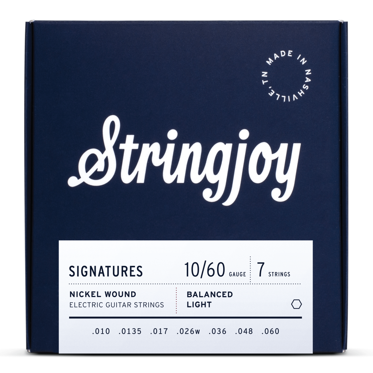 Stringjoy Signatures | 7 String Balanced Light Gauge (10-60) Nickel Wound Electric Guitar Strings