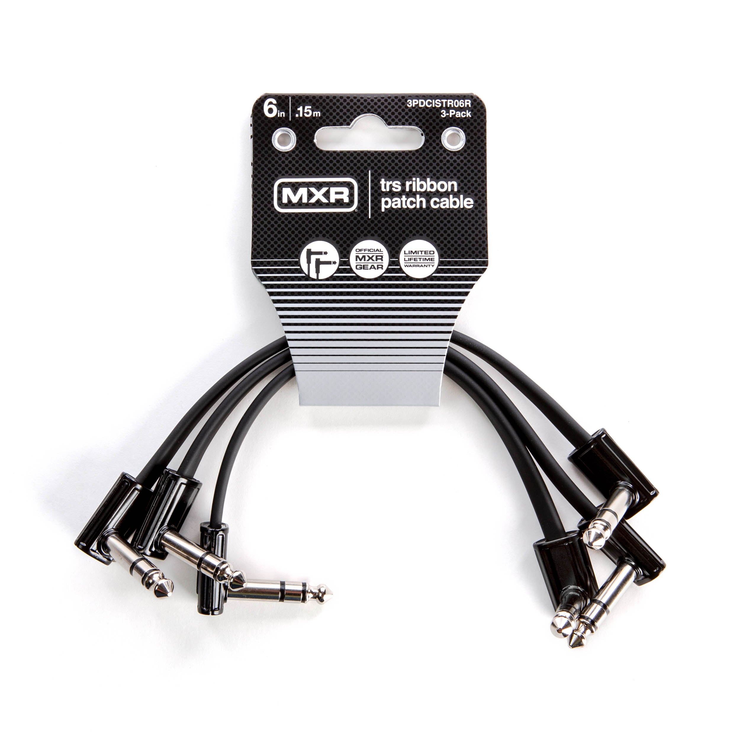 MXR | 3PDCISTR06R | Stereo/TRS Flat Ribbon Patch Cable. 6 inch. 3 Pack.