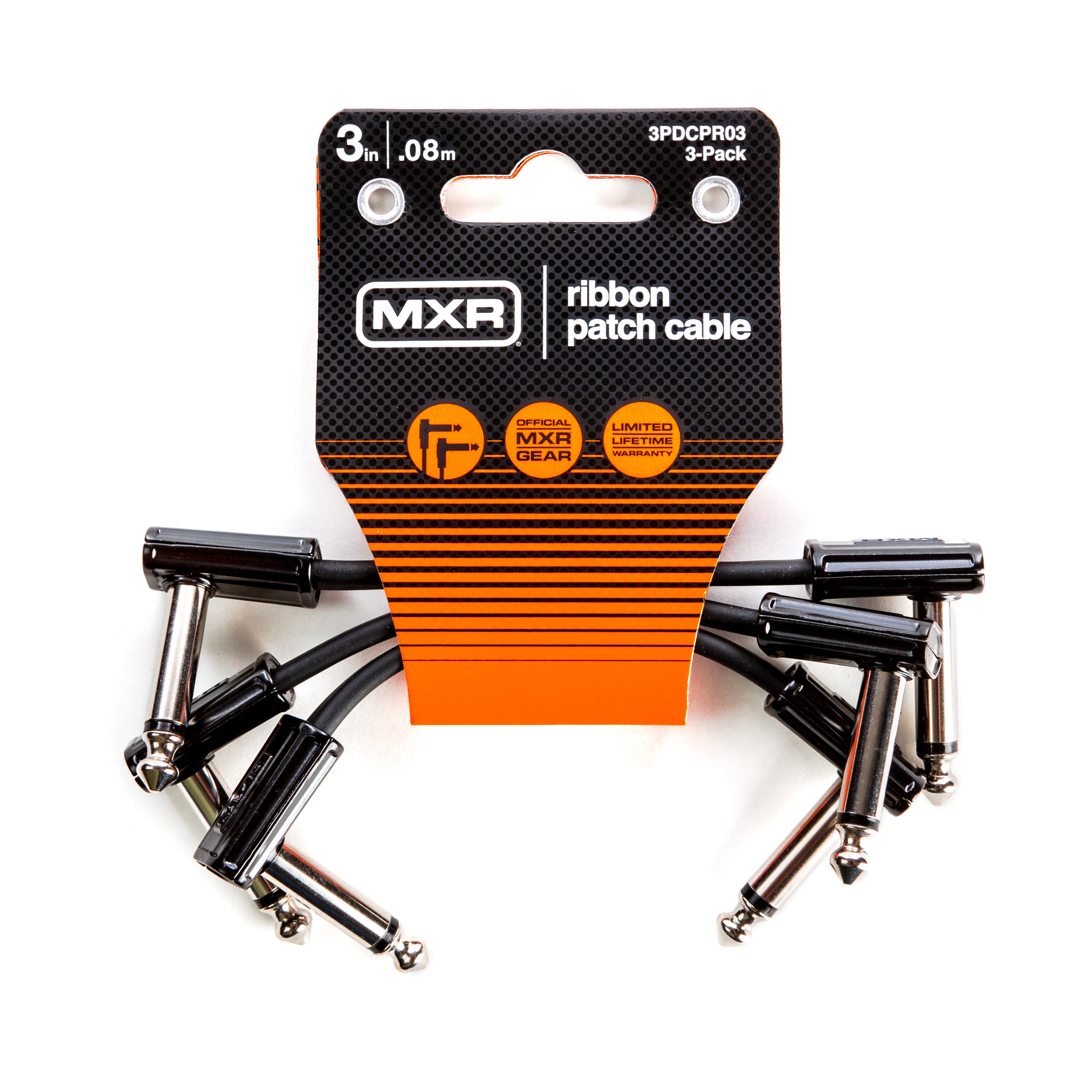 MXR | 3PDCISTR03R | Stereo/TRS Flat Ribbon Patch Cable. 3 inch. 3 Pack.