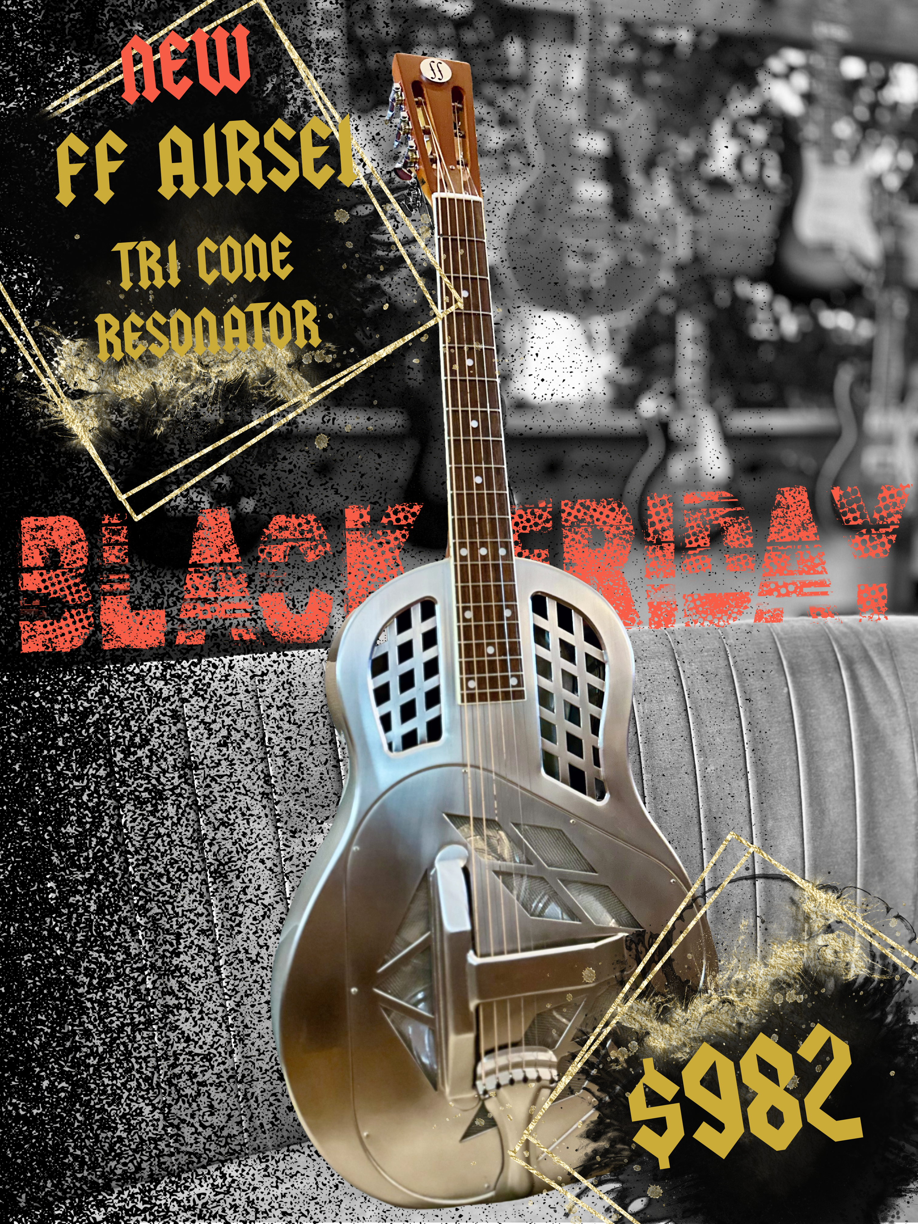 Aiersi | FF | A49BCM | Tri-Cone | Resonator Guitar | BF SALE