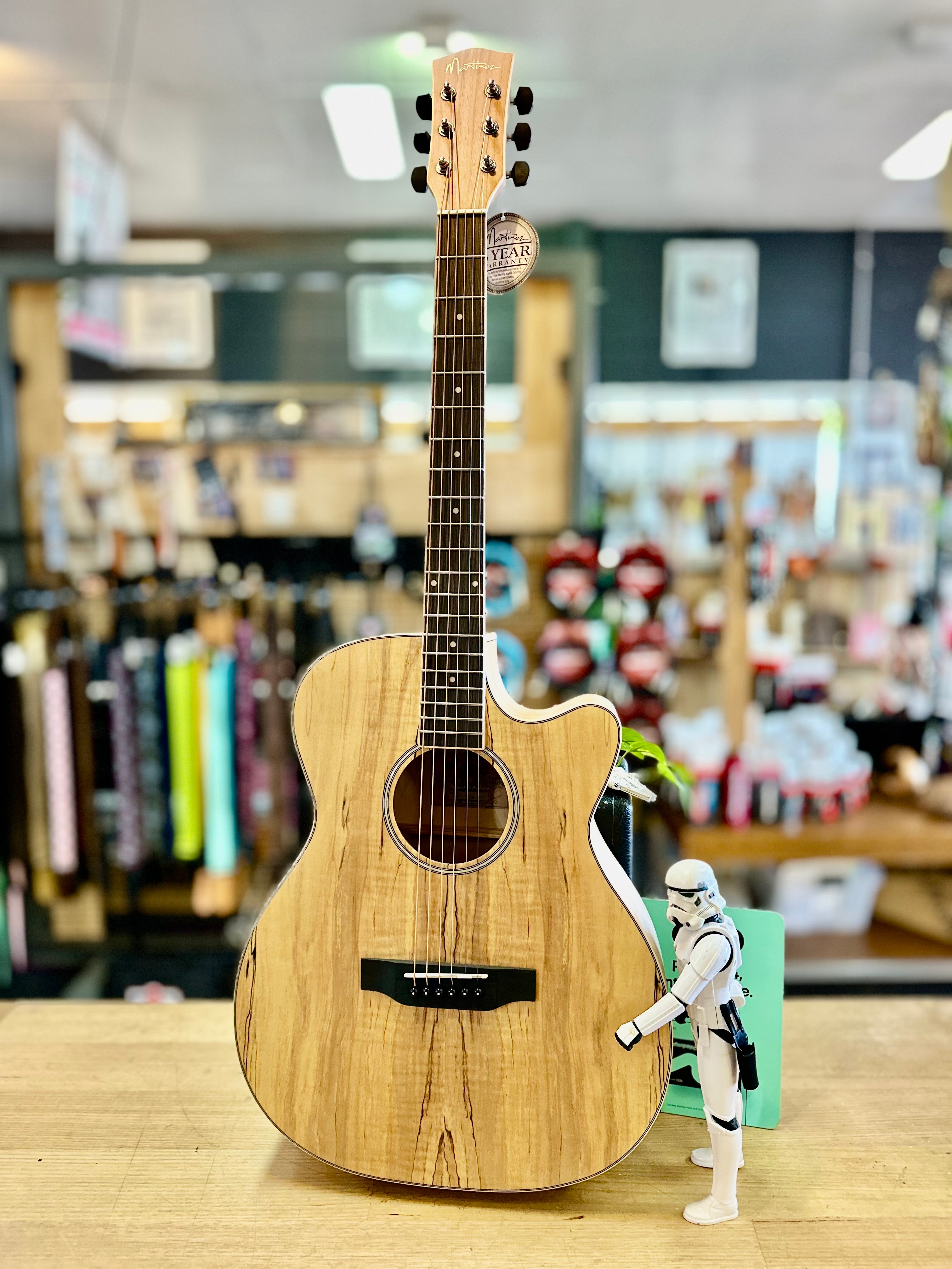 Martinez | MFC-31SM-NST | Small Body Acoustic-Electric Cutaway Guitar (Spalted Maple)