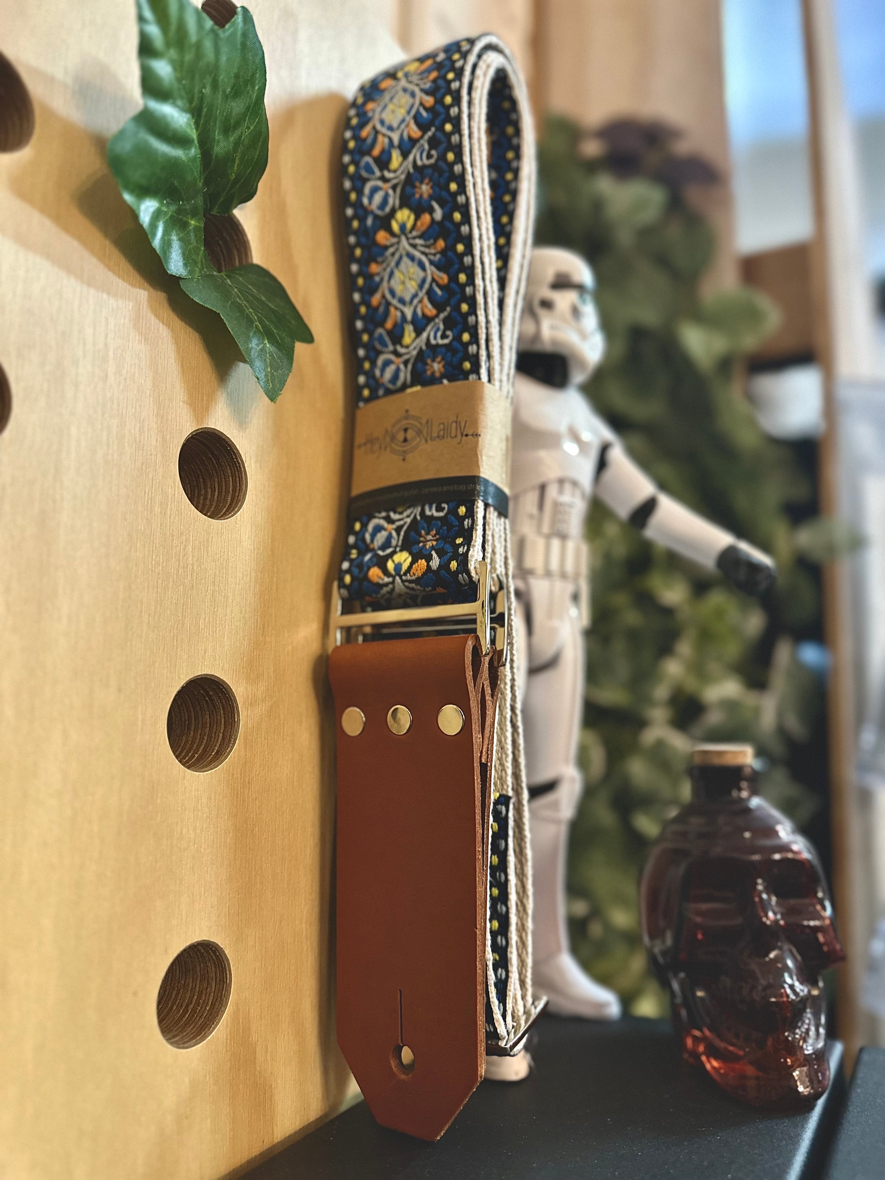 Hey Laidy | Wildflower Blue | Premium Guitar Strap | Australian Made
