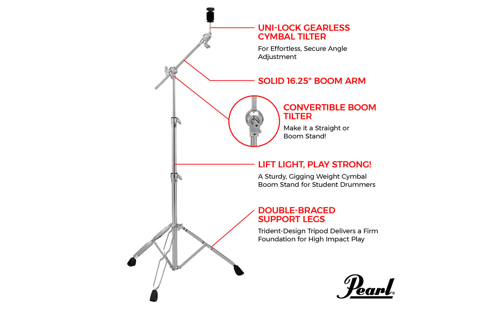 Pearl | BC830 | Cymbal Boom Stand