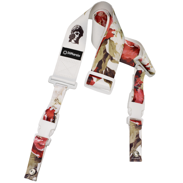 DiMARZIO | DD2247 | ClipLock® Guitar Strap - Polyphia Floral Muse White.