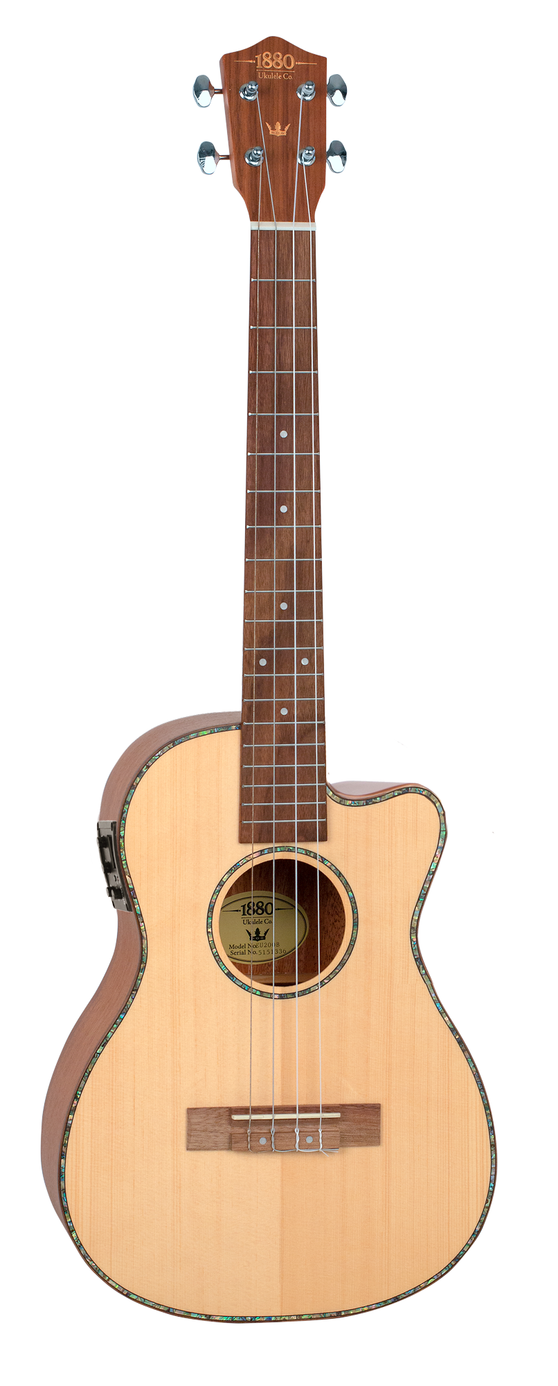 1880 Ukulele Co | EE200BCE | Baritone electric acoustic cutaway ukulele.