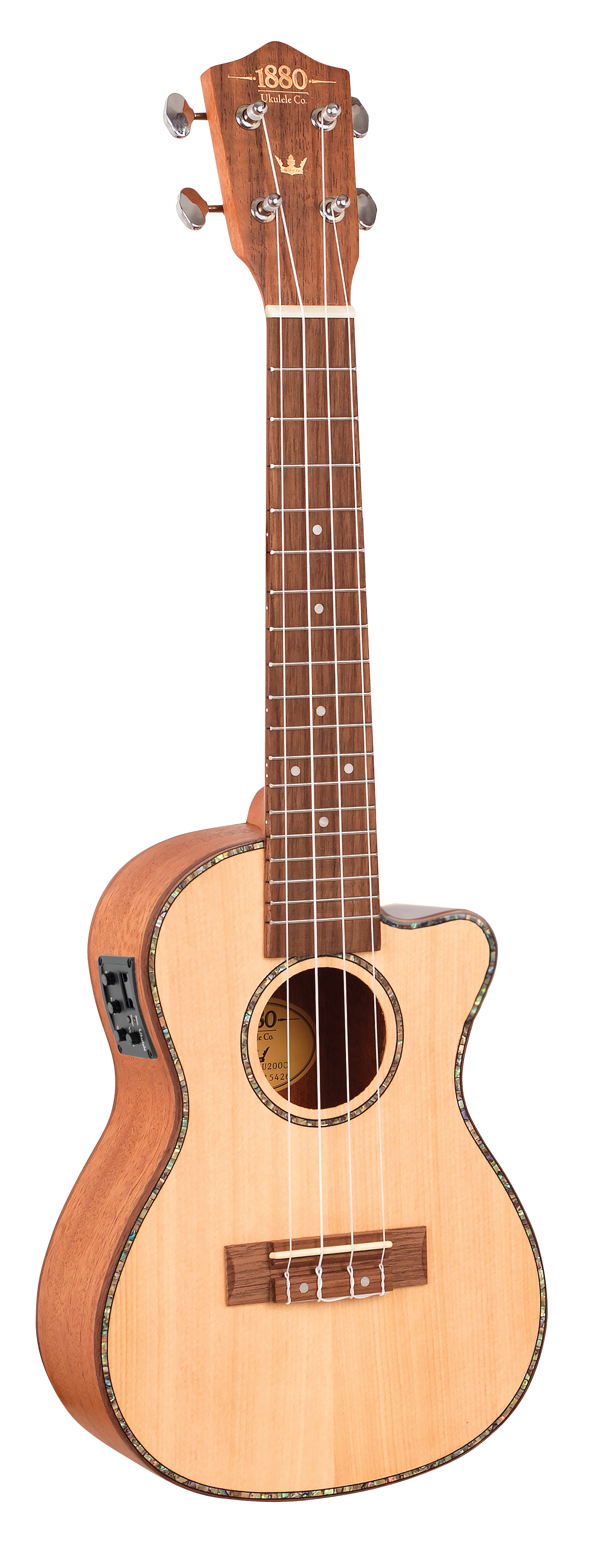 1880 Ukulele Co | EE200CCE | Concert electric acoustic cutaway ukulele.