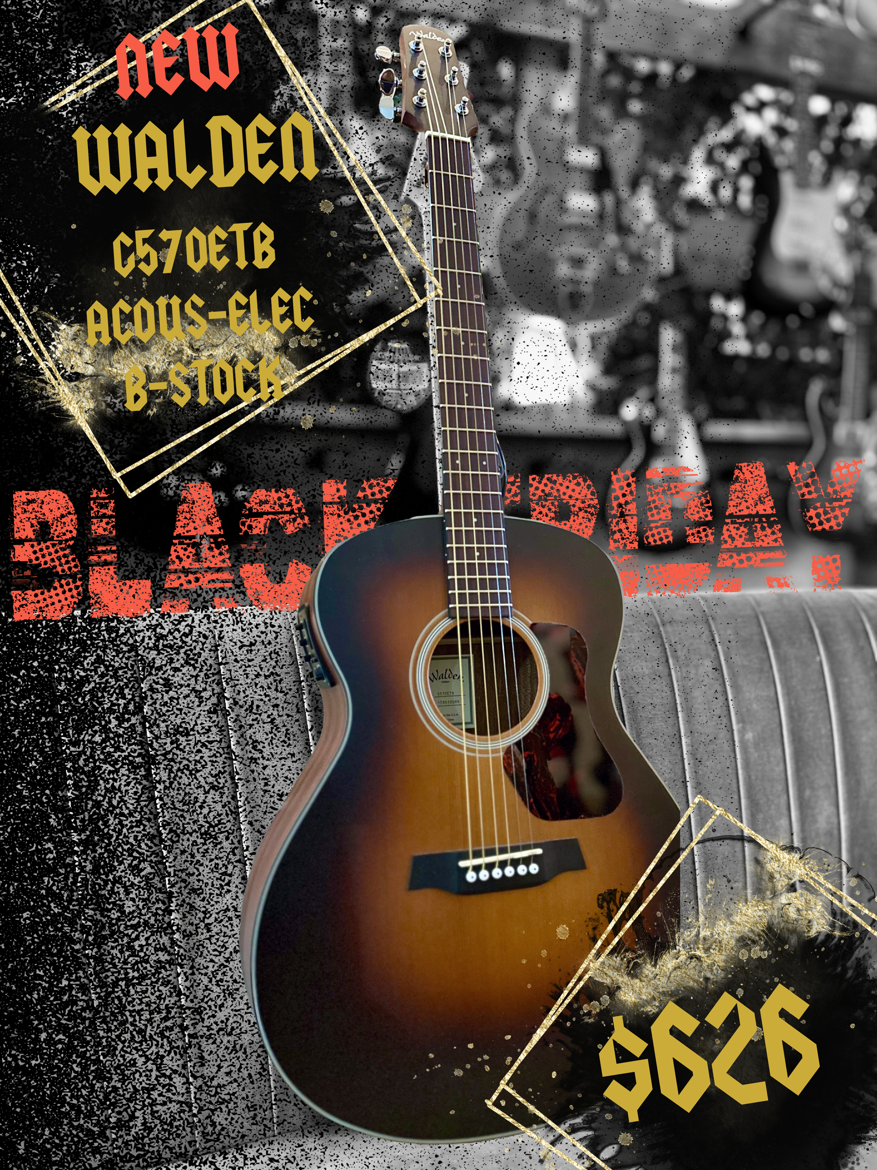 Walden | G570ETB | Grand Auditorium | Solid Top | Tobacco Sunburst | Acoustic-Electric | SALE!