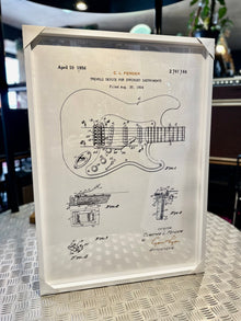  Framed Guitar Patent | 594 x 841 | C.L.Fender Tremolo Device | White Frame