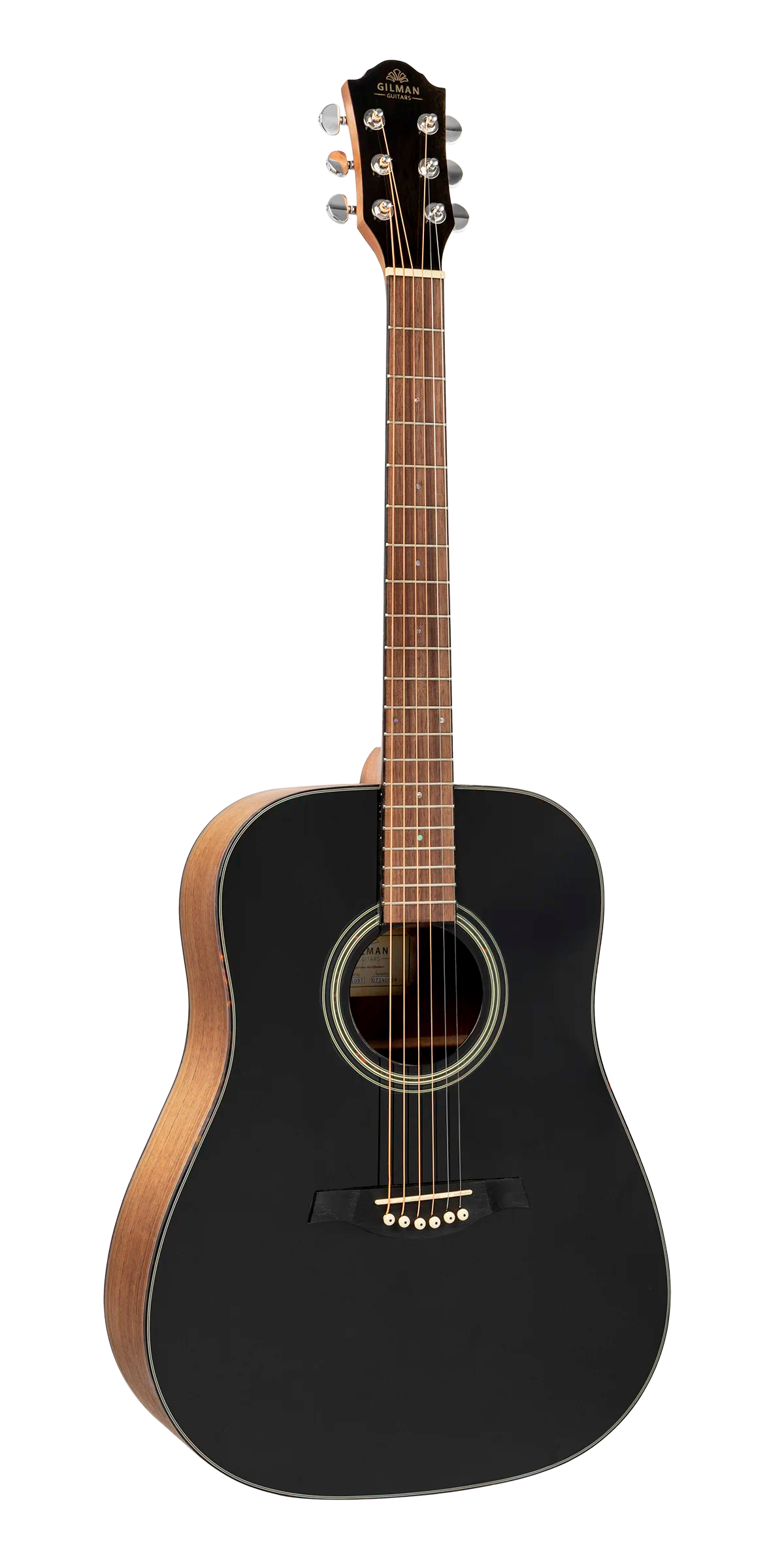 Gilman Guitars | GD10BT | Dreadnought Acoustic Guitar. Black gloss top.
