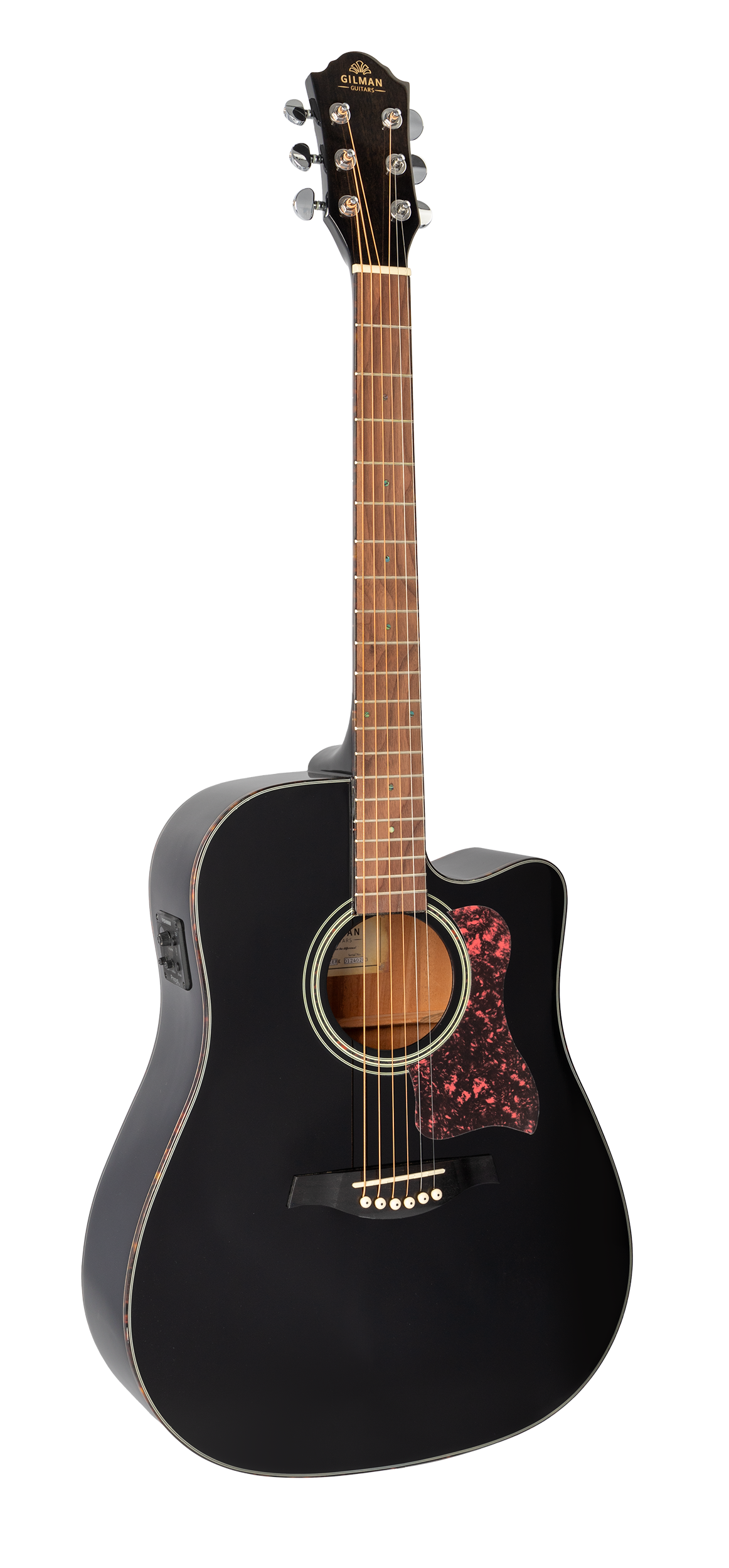 Gilman Guitars | GD10CEBK | Dreadnought guitar. Electric/acoustic with Venetian cutaway. Black gloss.