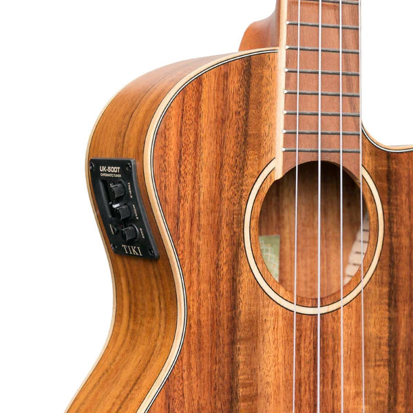 Tiki | 9 Series | Koa | Solid Top | Cutaway Electric Tenor Ukulele | with Deluxe Hardcase