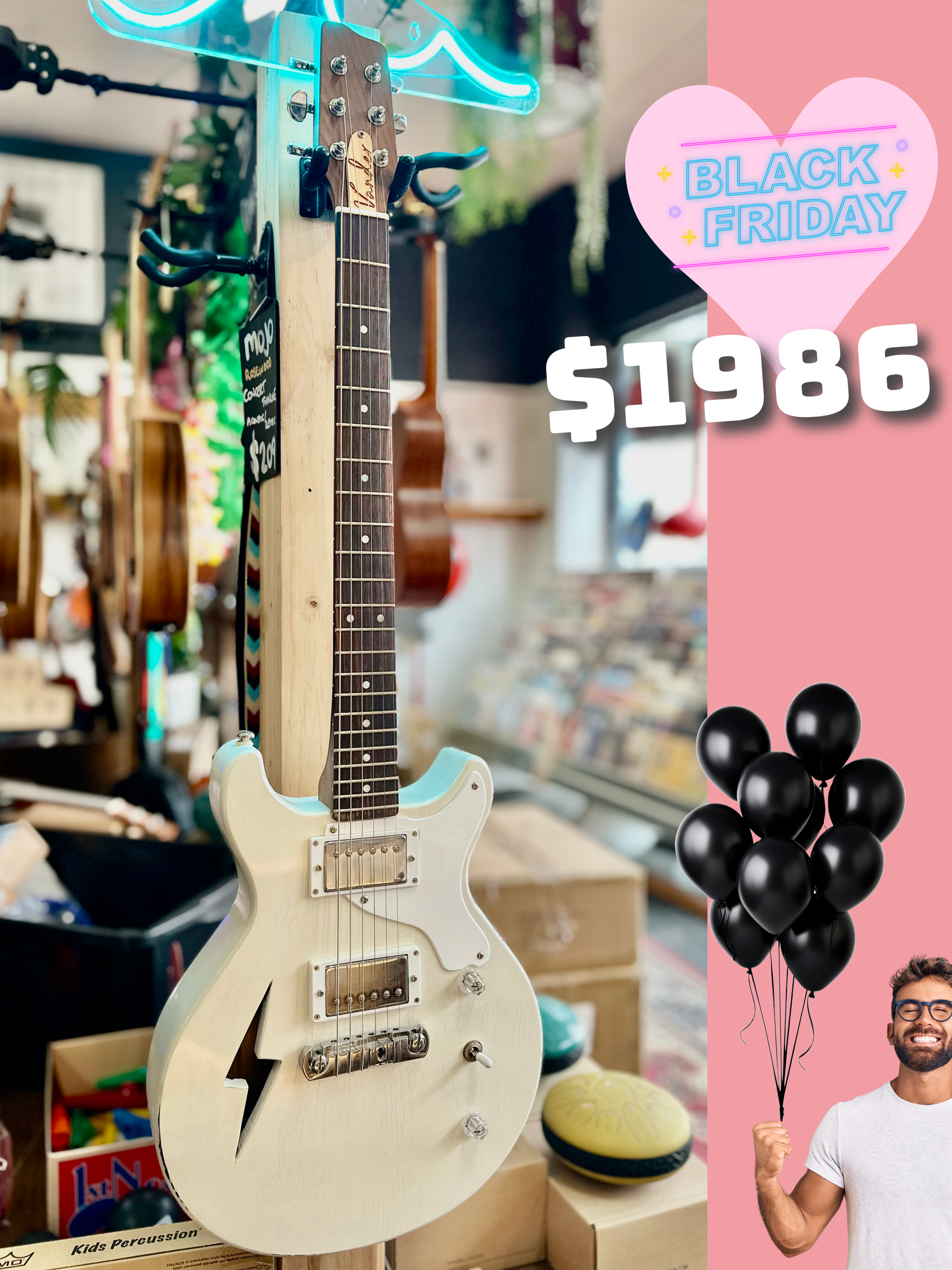 Vander Guitars | DC White Lightning | Light Relic Opal White | Australian Made | SALE!