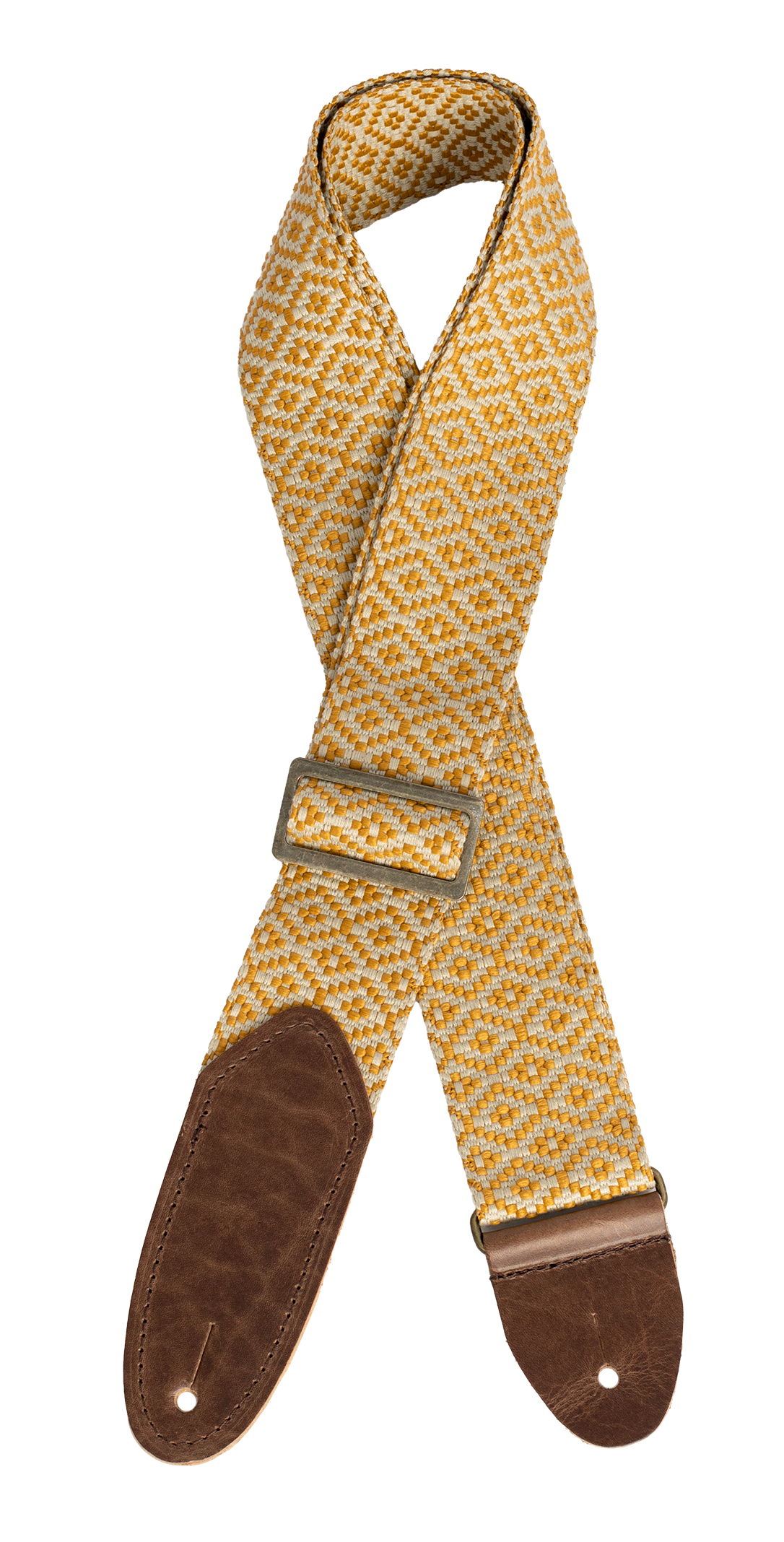 LM | LMX391 | 2 inch Jacquard tapestry guitar strap. Tapestry gold pattern
