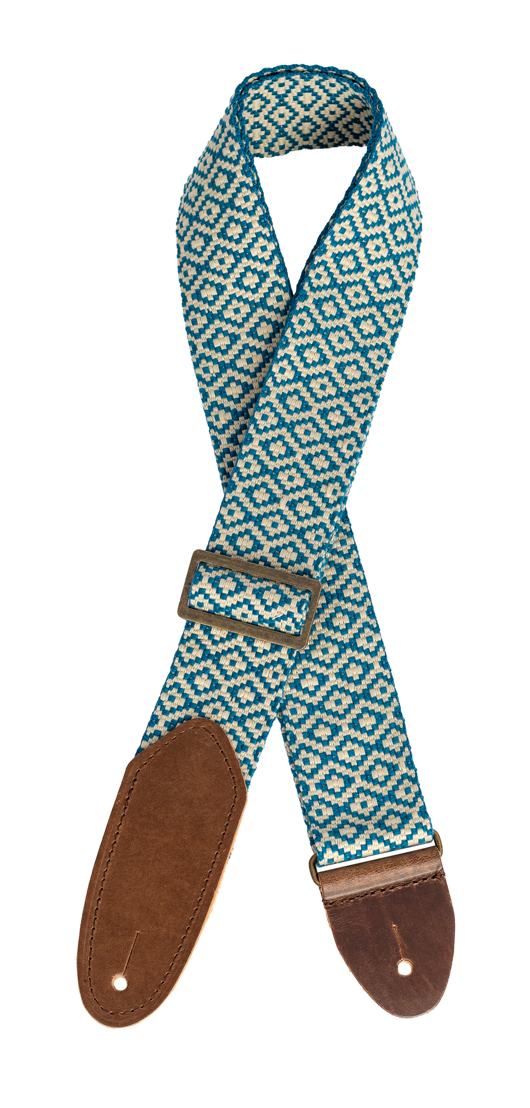 LM | LMX392 | 2 inch Jacquard tapestry guitar strap. Tapestry blue pattern