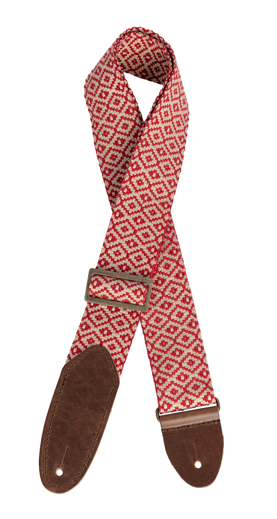 LM | LMX393 | 2 inch Jacquard tapestry guitar strap. Tapestry red pattern