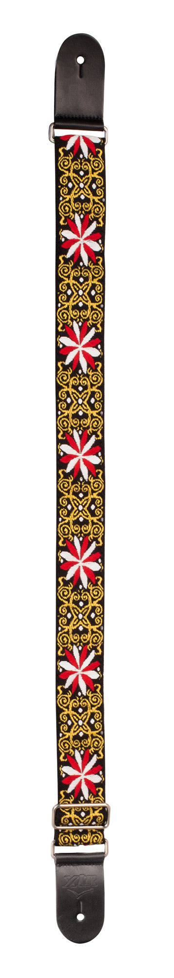 XTR | LS328 | Woven poly cotton strap - black & gold floral