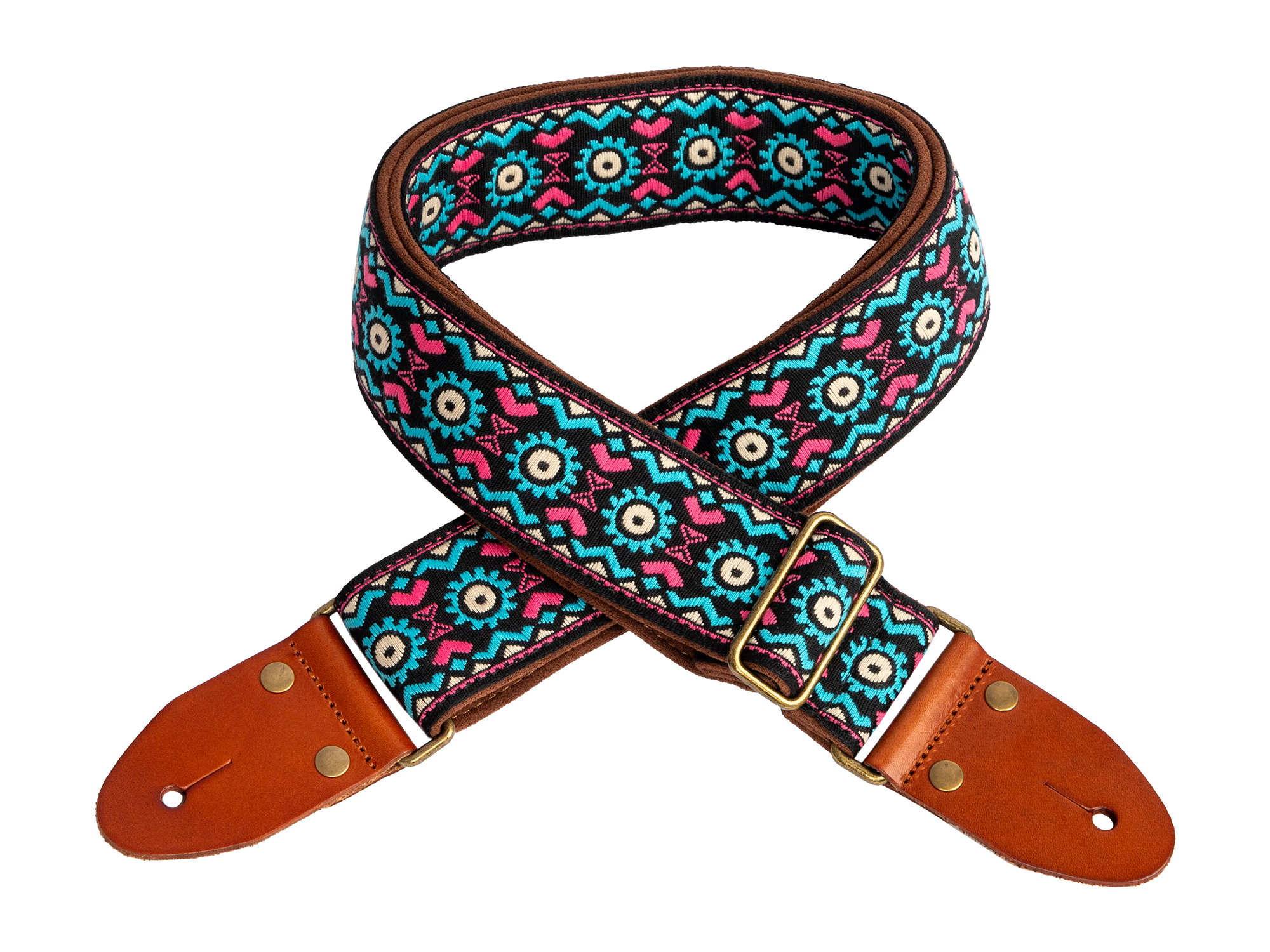 XTR | LS431 | 2 inch deluxe guitar strap. Pink & blue.