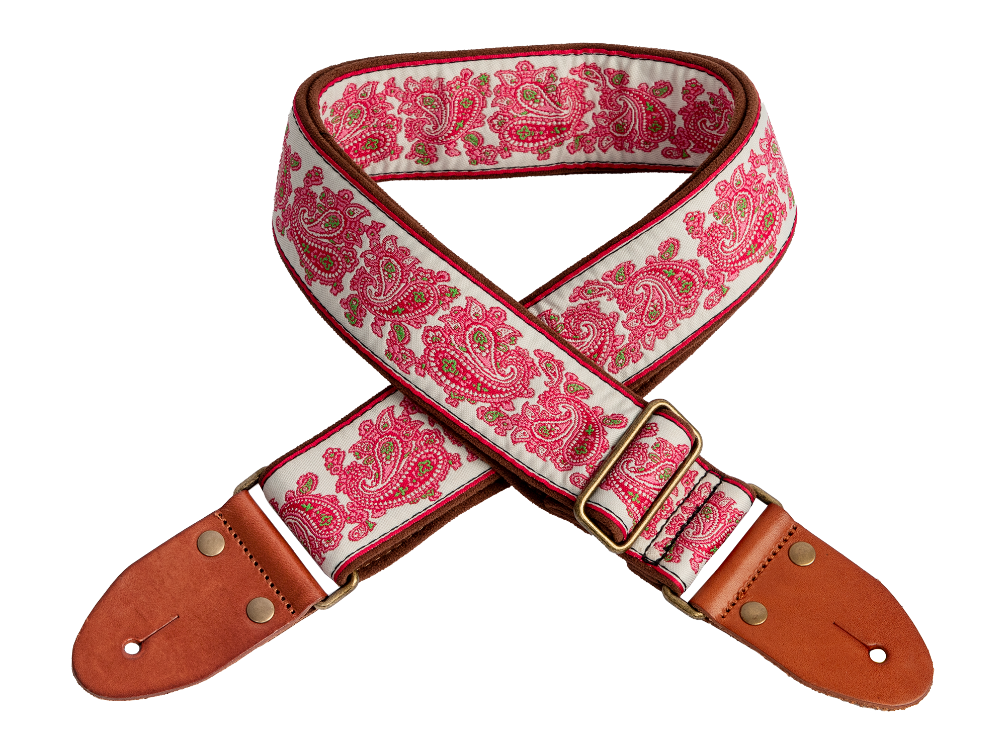XTR | LS439 | 2 inch deluxe guitar strap. Paisley pink & white.