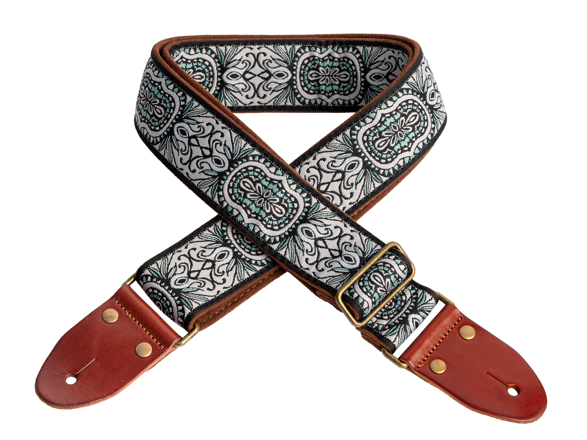XTR | LS441 | 2 inch deluxe guitar strap. Vintage boho blue.