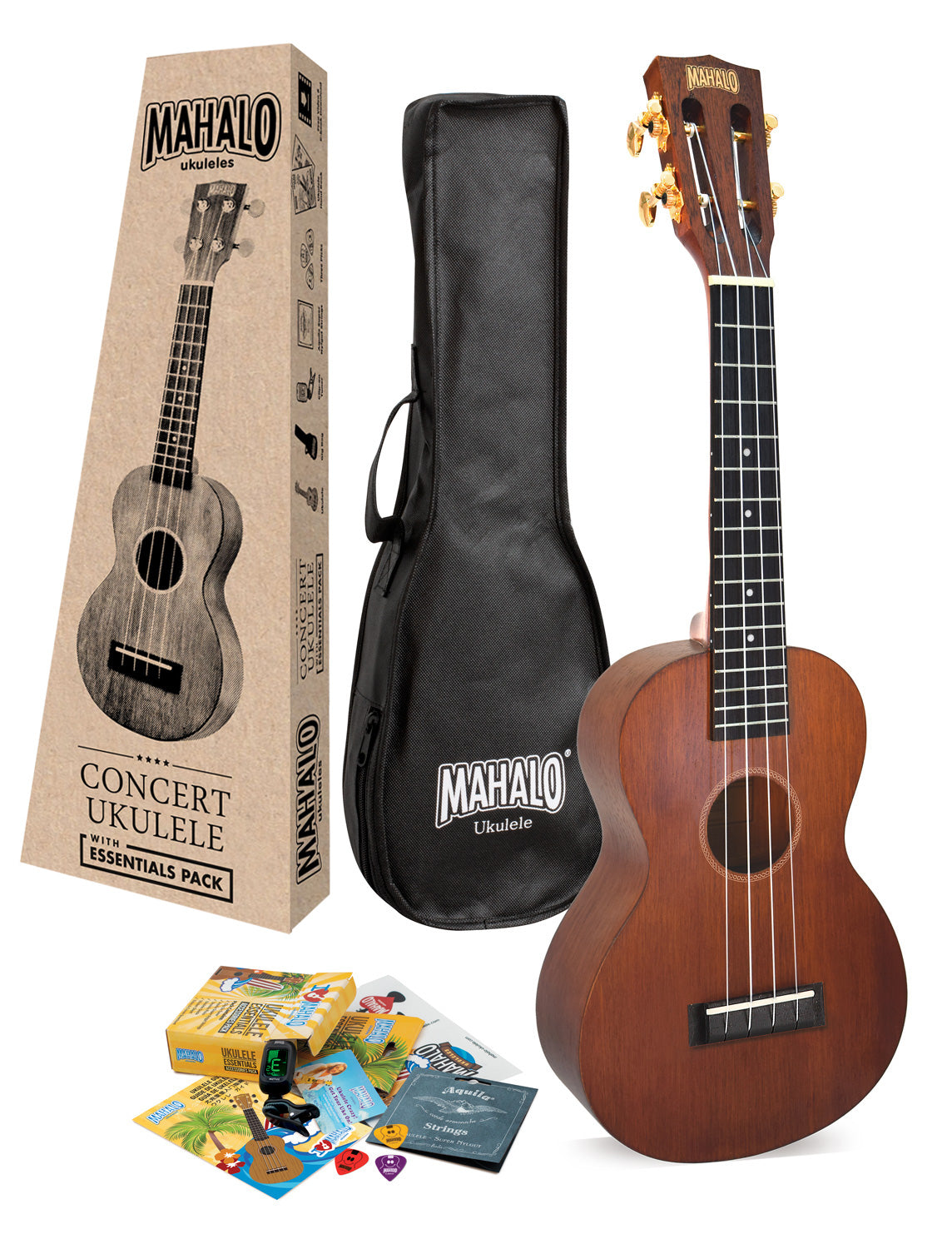 Mahalo | MJ2TBRK | Concert Ukulele with Essentials Accessory Pack