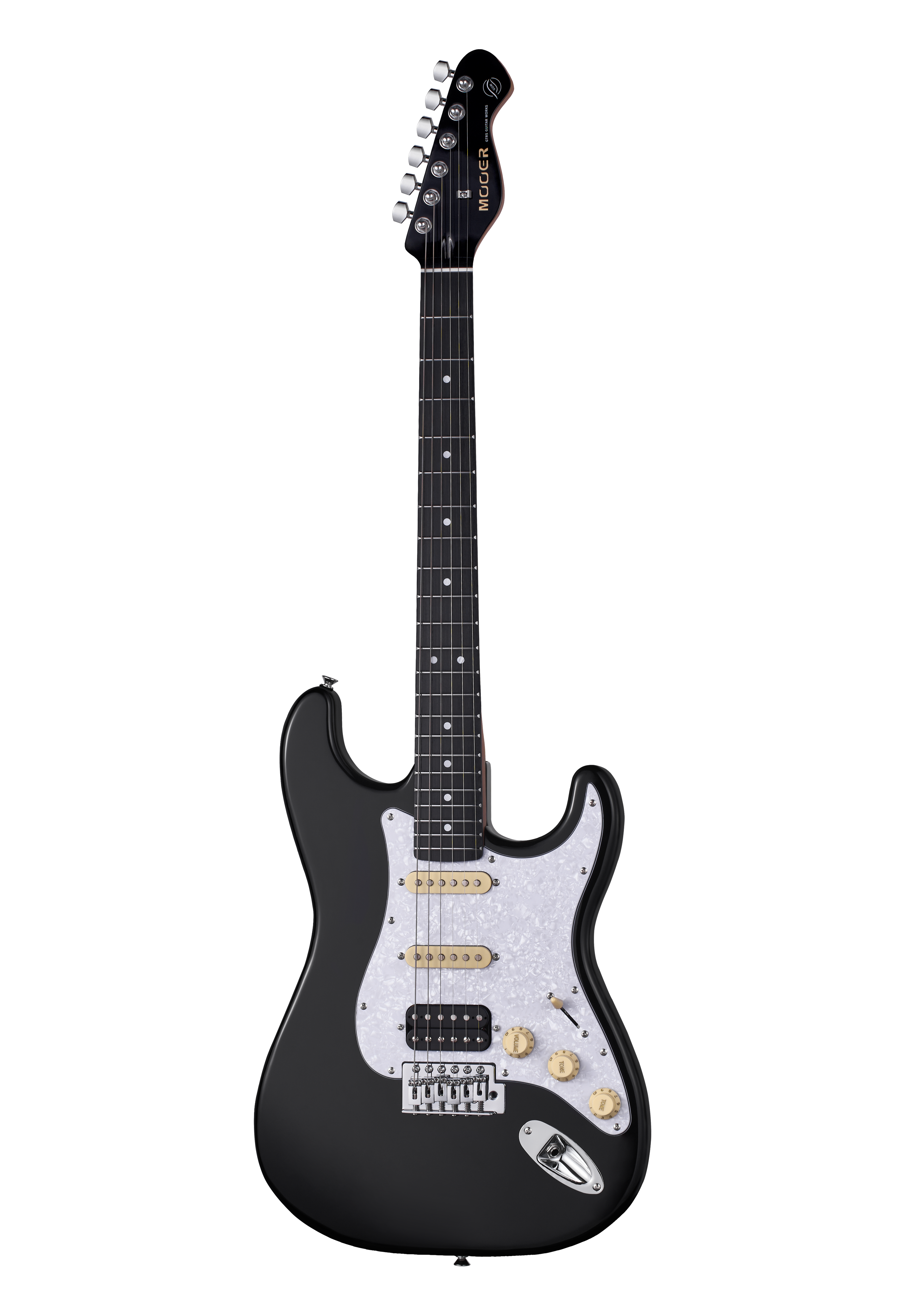 Mooer | MSC10 PRO | S Style Electric Guitar | Black with White Guard