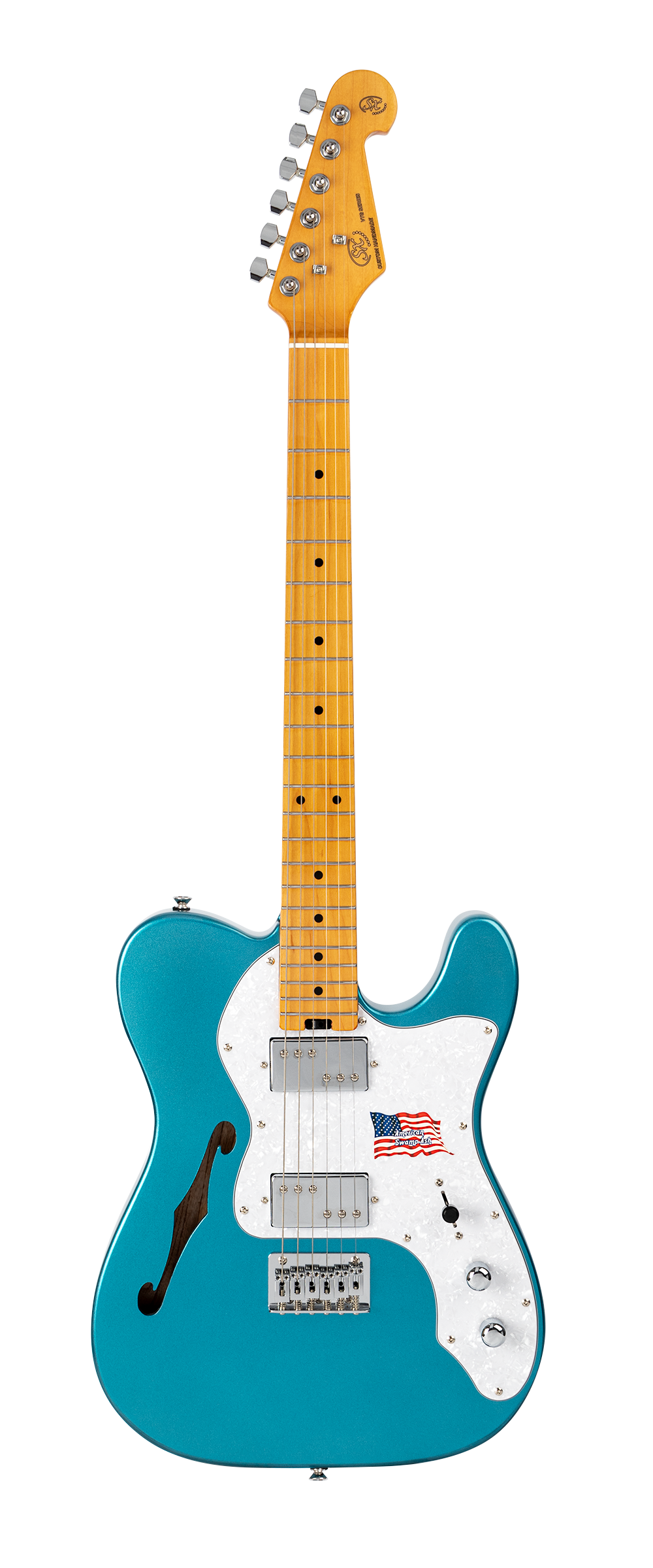 SX | SEA2PHLPB | Semi-hollow, TL thinline style electric guitar. Lake Placid blue.