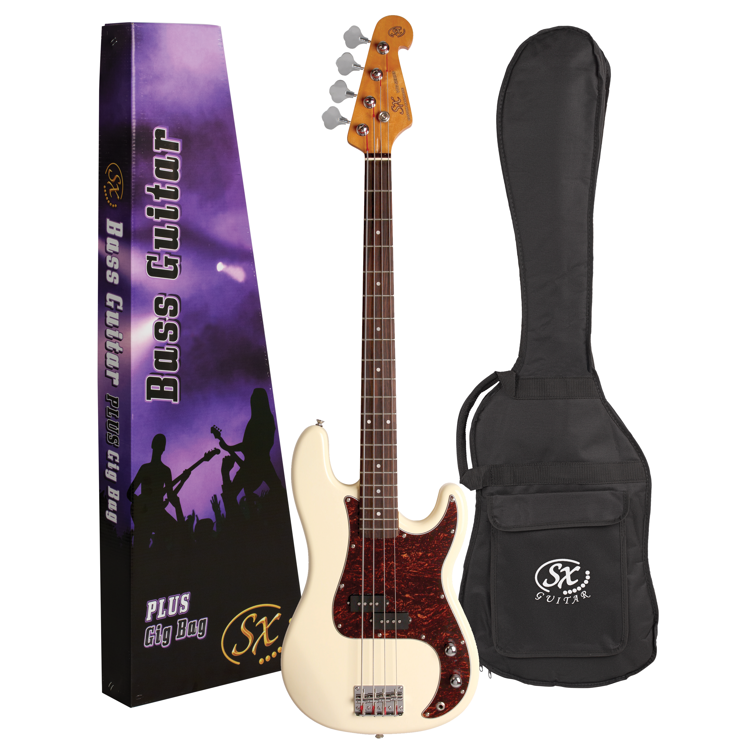 SX | SPB62VWH | Vintage style bass guitar.