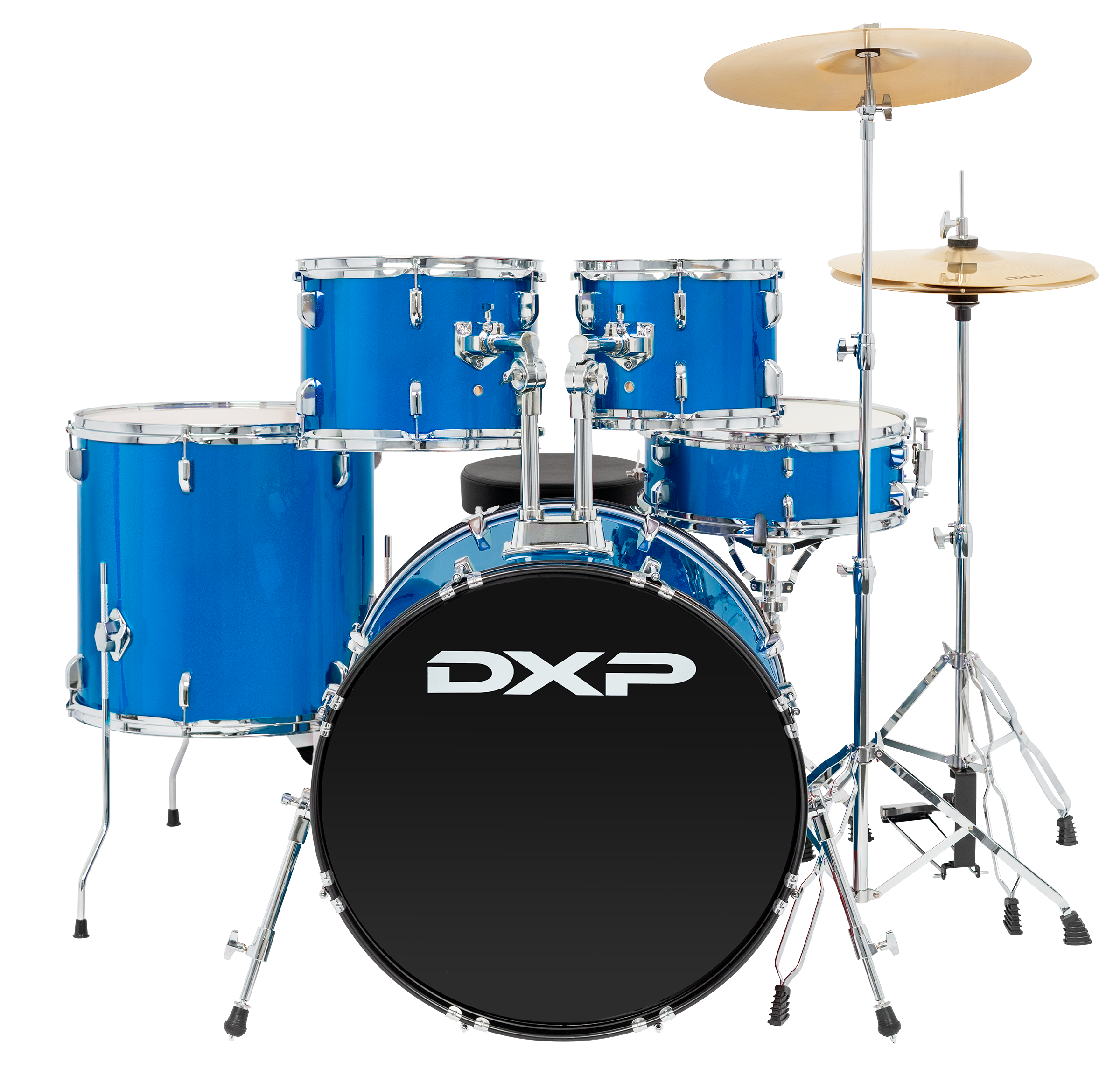 DXP | TX07PBL | 5 Piece Drum Kit Package with Cymbals & Drum Throne.