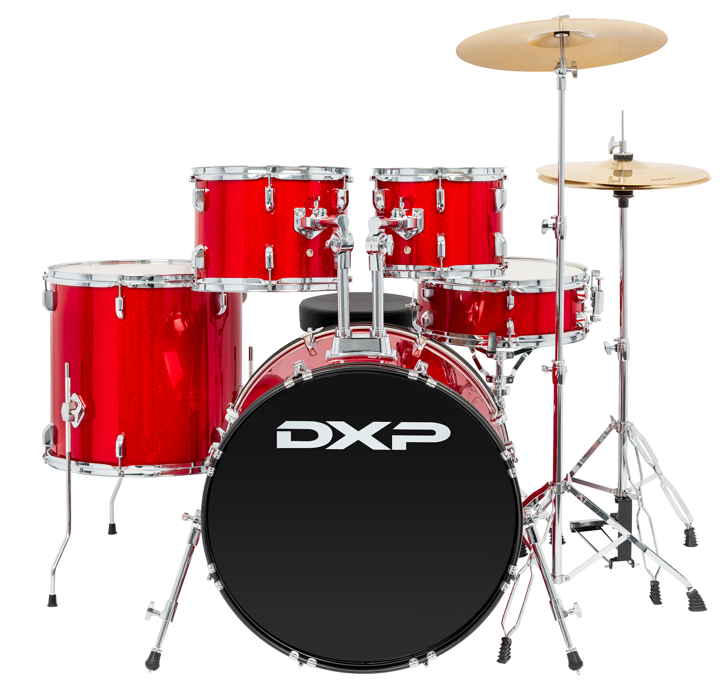 DXP | TX07PCAS | 5 Piece Drum Kit Package with Cymbals & Drum Throne.