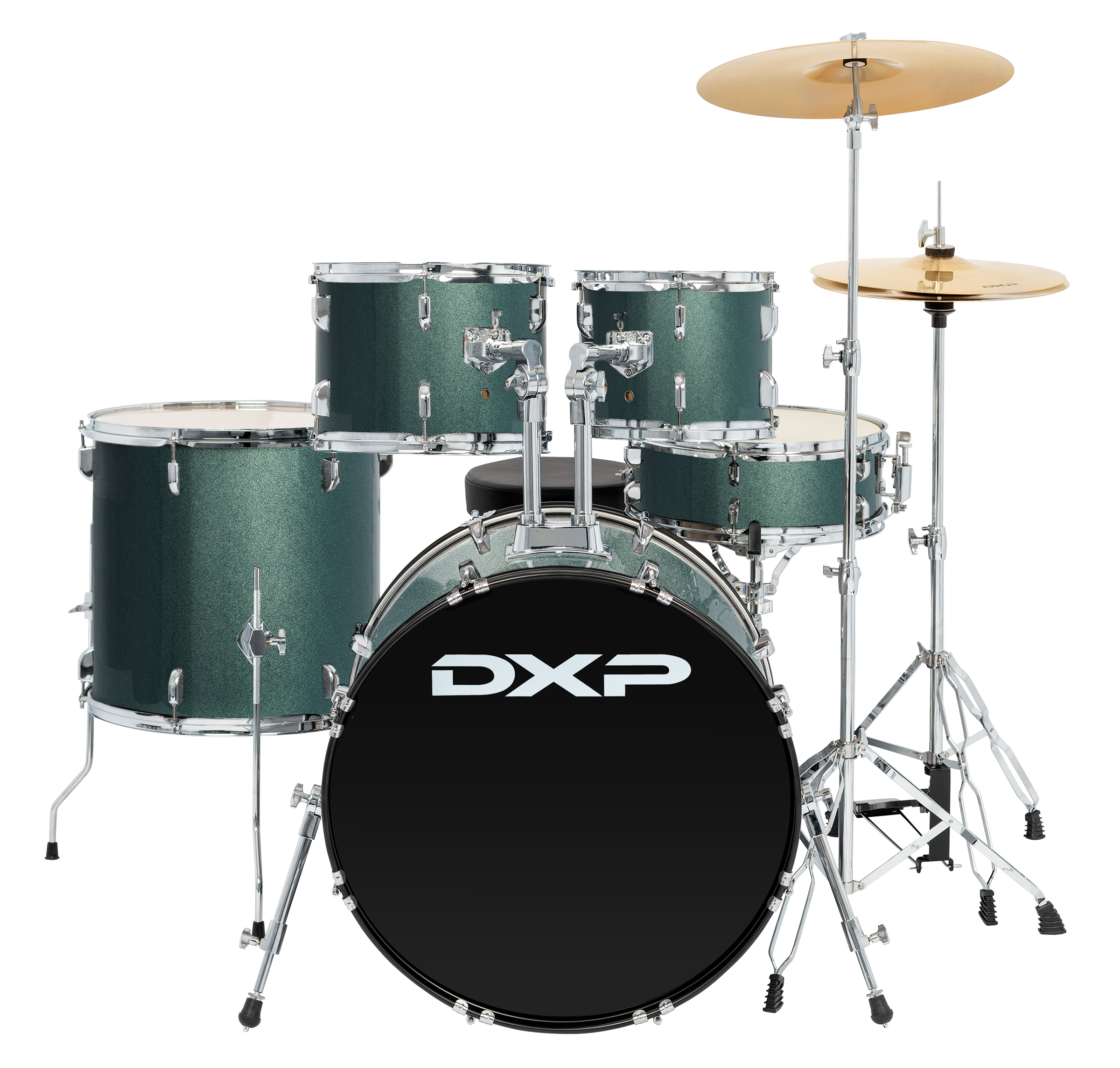 DXP | TX07PGMG | 5 Piece Drum Kit Package with Cymbals & Drum Throne.