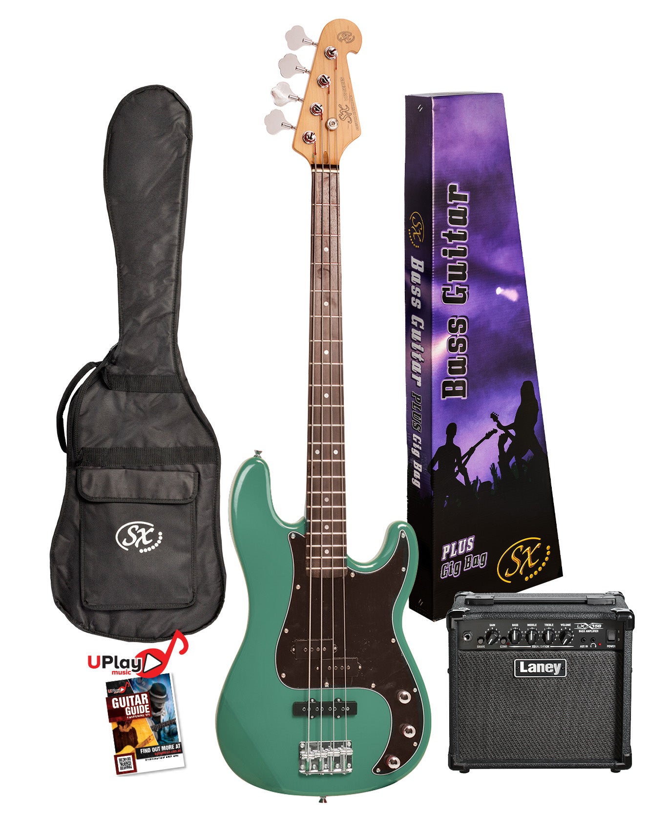 SX / LANEY PACKAGE | VEP62VGN-PK2 | Full size vintage style bass and amp package.