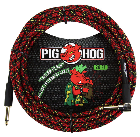 Pig Hog "Tartan Plaid" Instrument Cable, 20ft. Right Angle