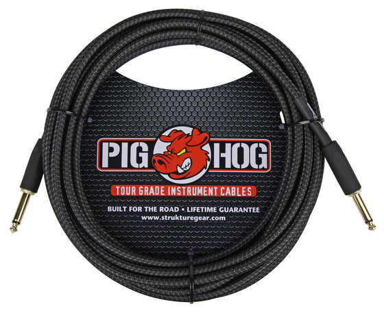 Pig Hog "Black Woven" Instrument Cable, 20ft.