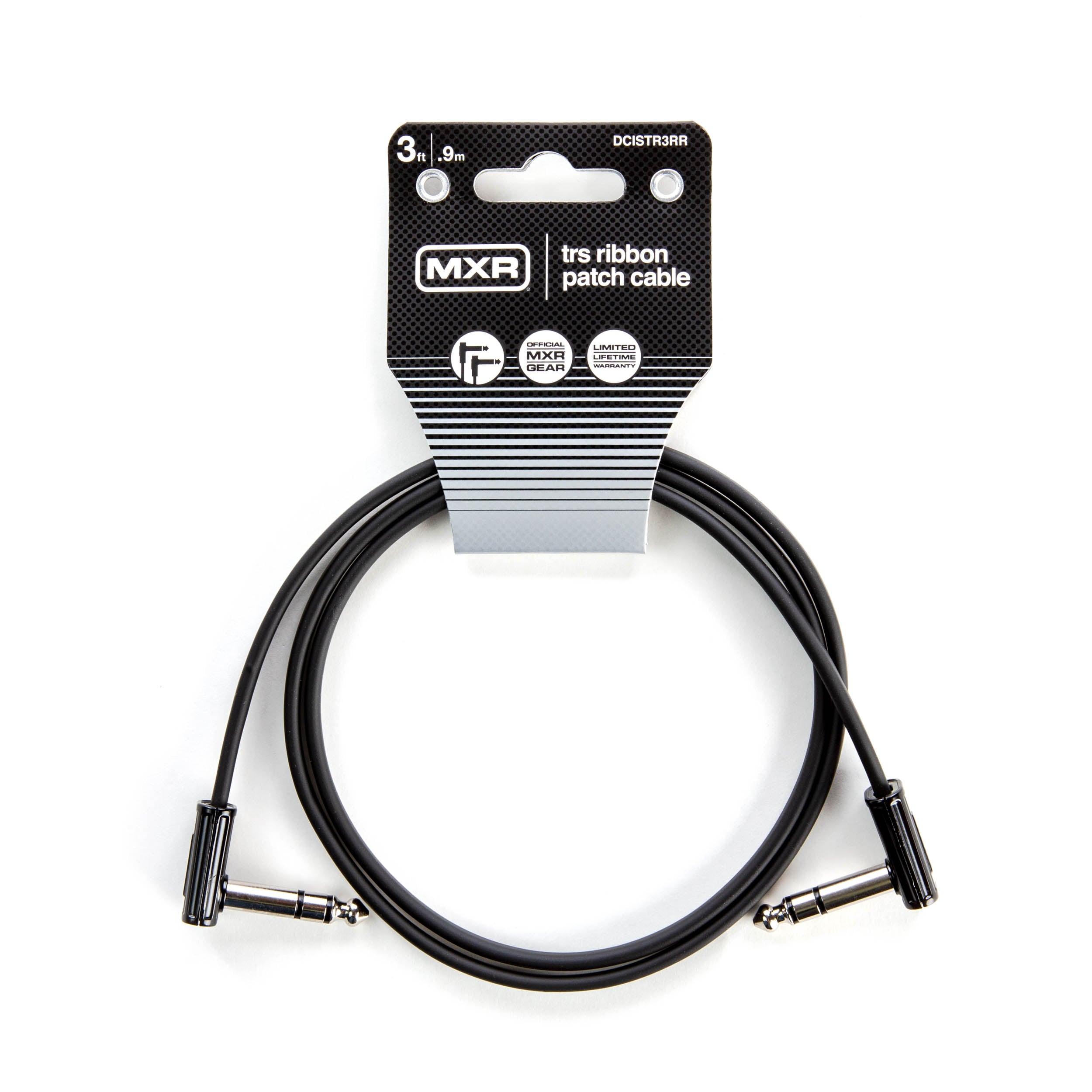MXR | DCISTR3RR | Stereo/TRS Flat Ribbon Patch Cable. 3 foot. Black