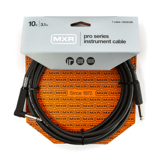 MXR | DCIX10R | 10 ft Noiseless Right Angle Instrument Cable | Black