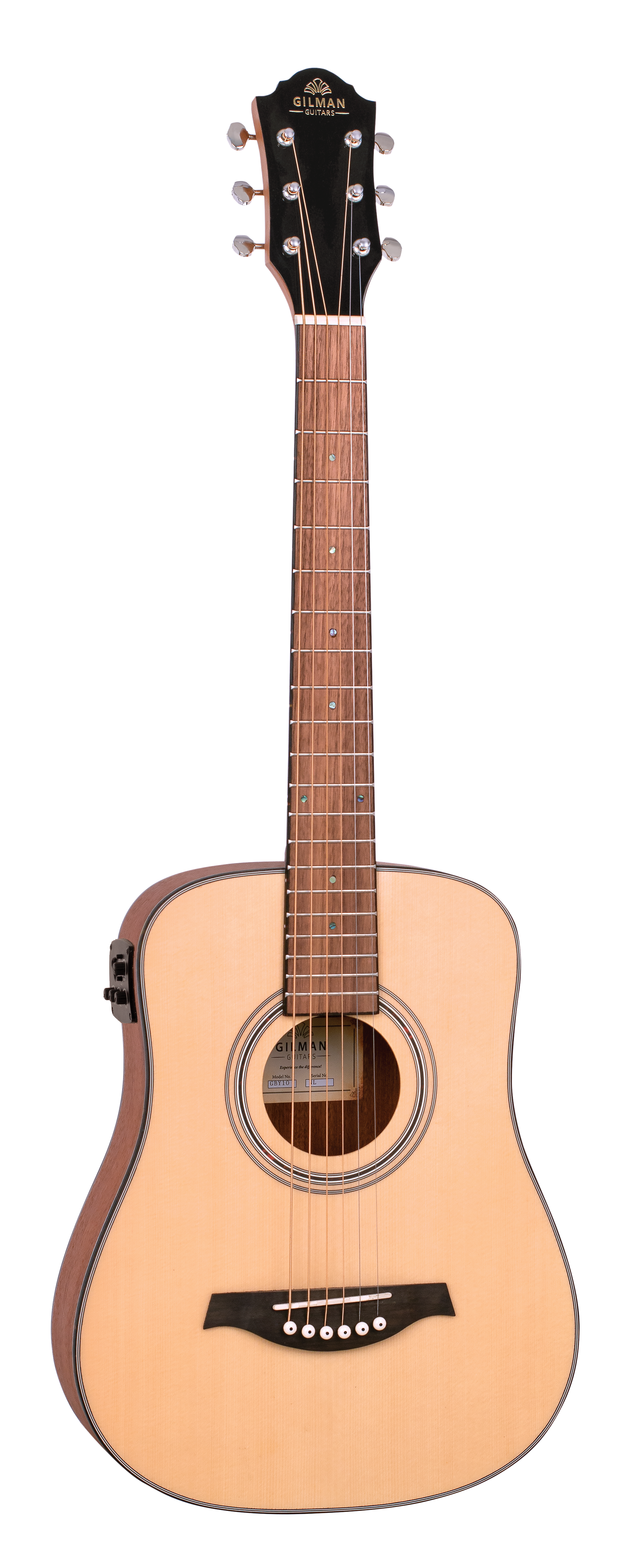 Gilman | GBY10E | Mini Dreadnought Traveller Electric/Acoustic Guitar | Natural Satin
