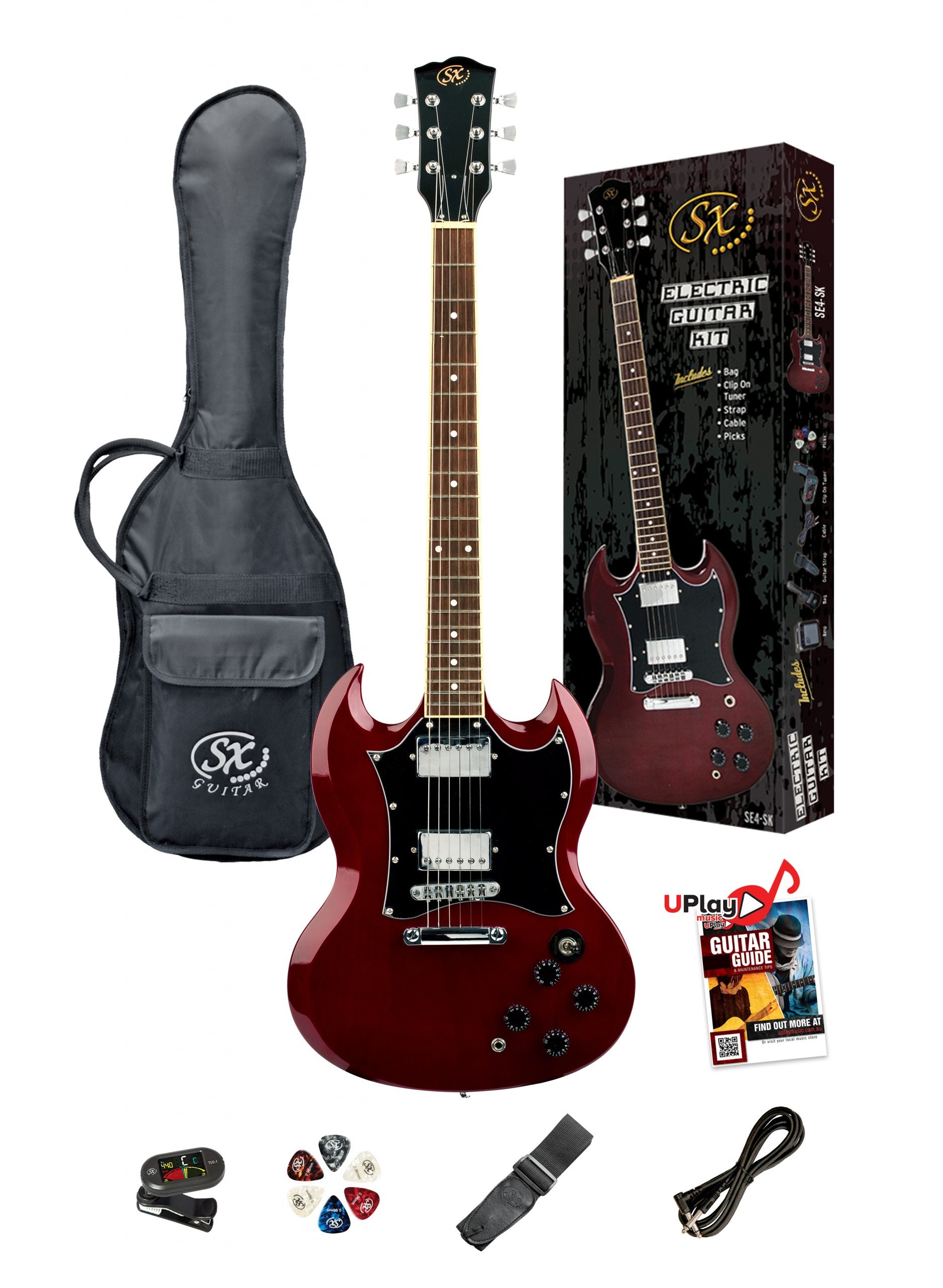 SX | GTSE4SKTWR | Electric Guitar Package - 4/4 size | Transparent Wine Red