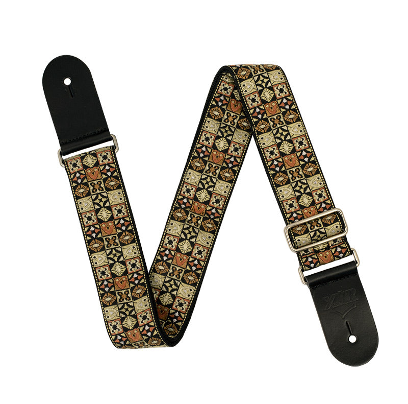 XTR | LS327 | Vintage Jacquard Weave Guitar Strap | Vintage 60's Brown