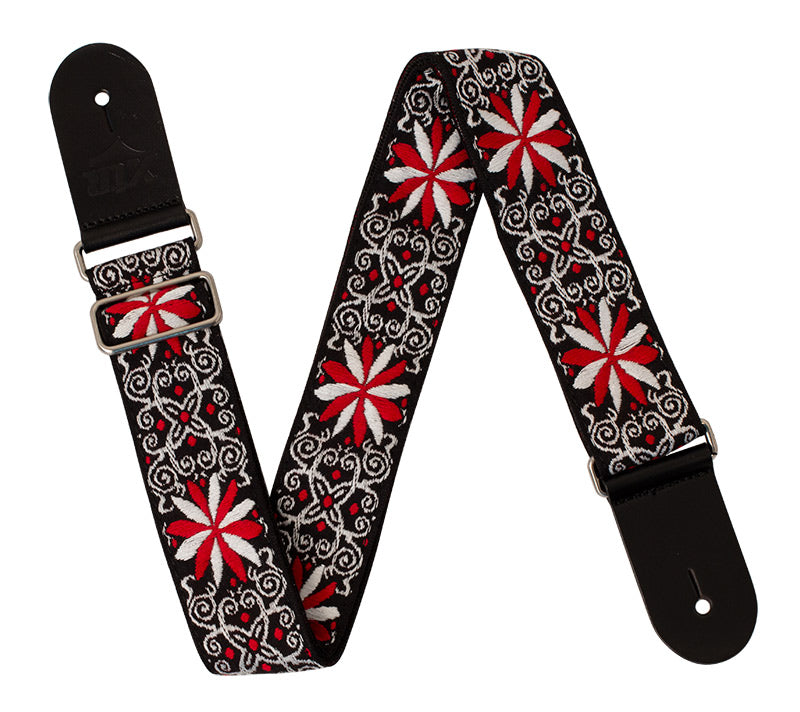 XTR | LS329 | Vintage Jacquard Weave Guitar Strap | Black/White