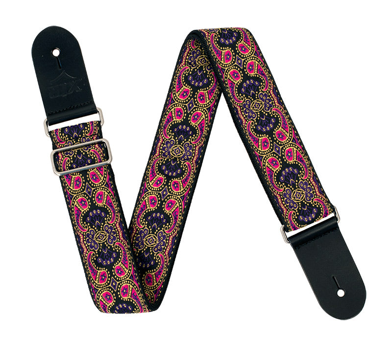 XTR | LS332 | Vintage Jacquard Weave Guitar Strap | Pink Paisley