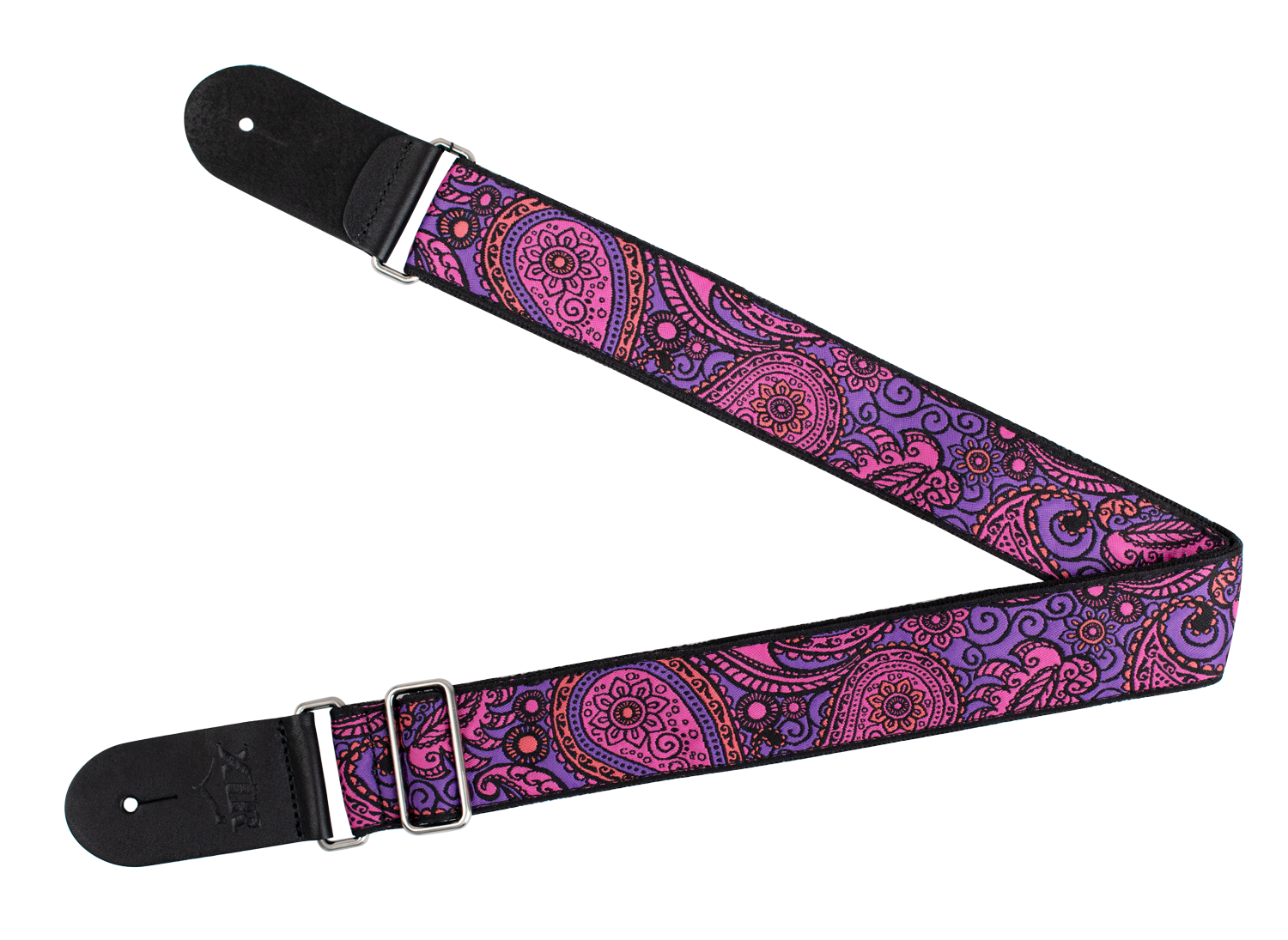 XTR | LS336 | Vintage Jacquard Weave Guitar Strap | Purple/Pink Paisley