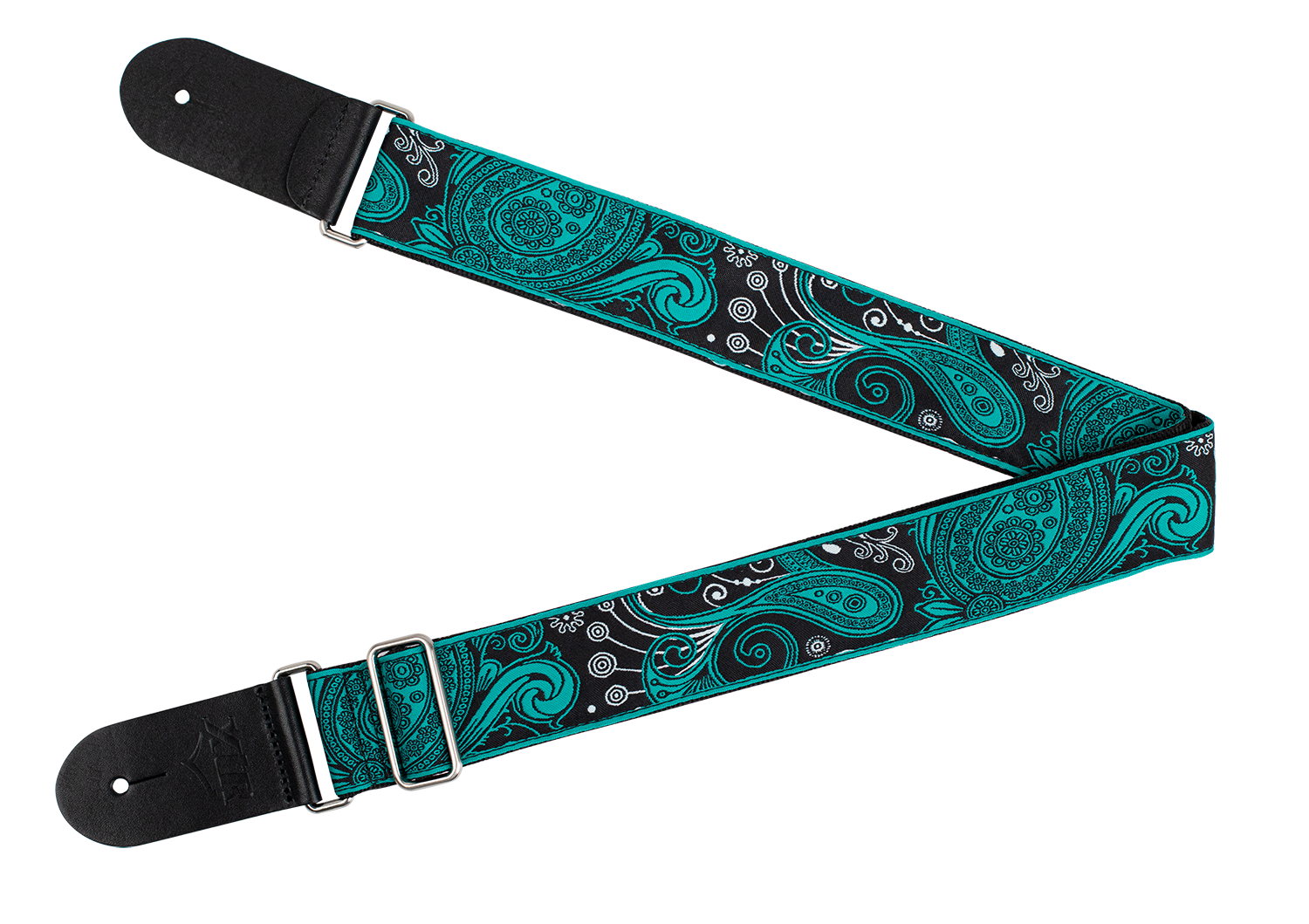 XTR | LS337 | Vintage Jacquard Weave Guitar Strap | Jade Green Paisley