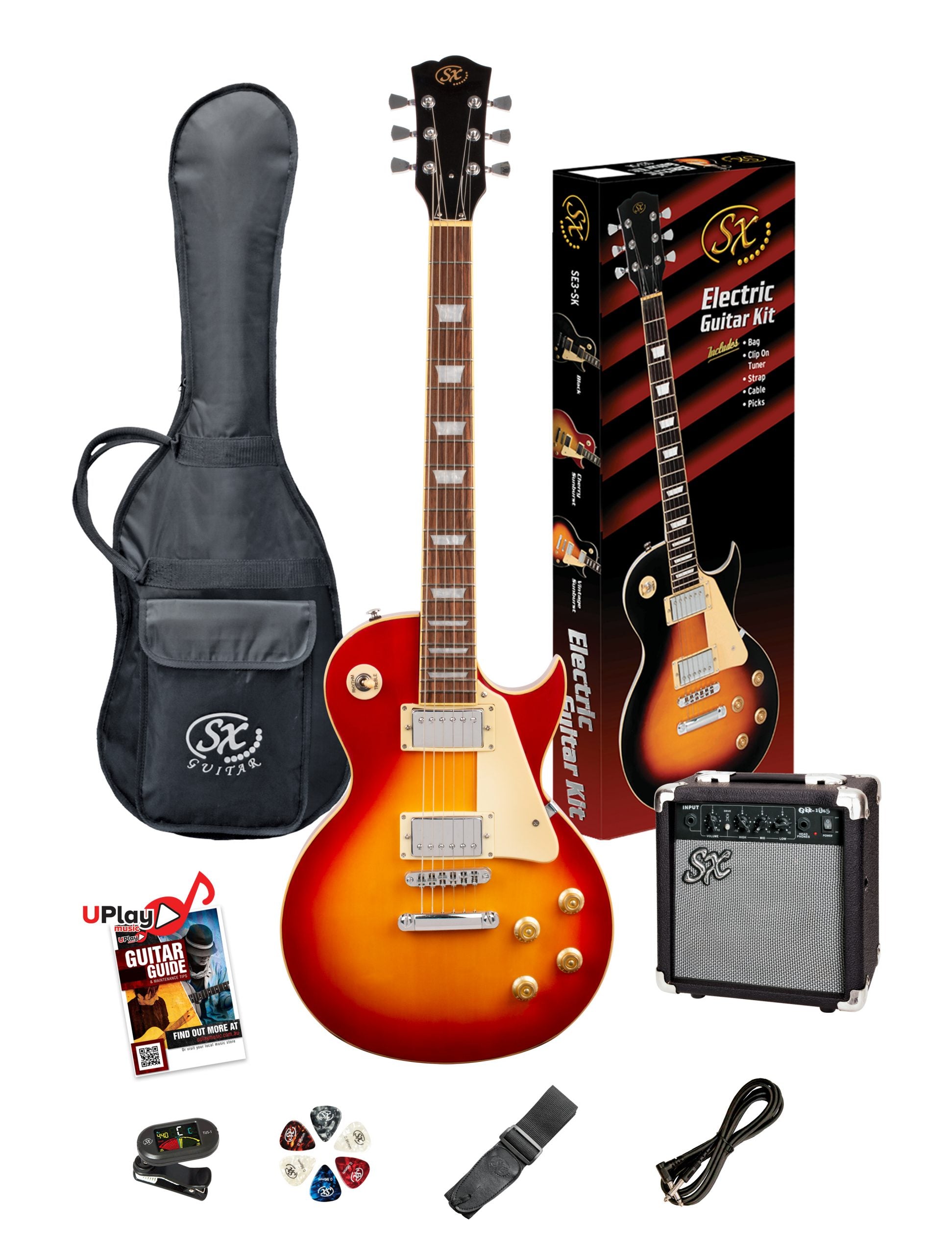 SX | PKSE3SKCS | Electric Guitar & Amplifier Package - 4/4 size | Cherry Sunburst