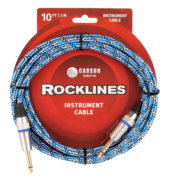 Carson | ROK10BL | 10 ft Noiseless Instrument Cable | Blue
