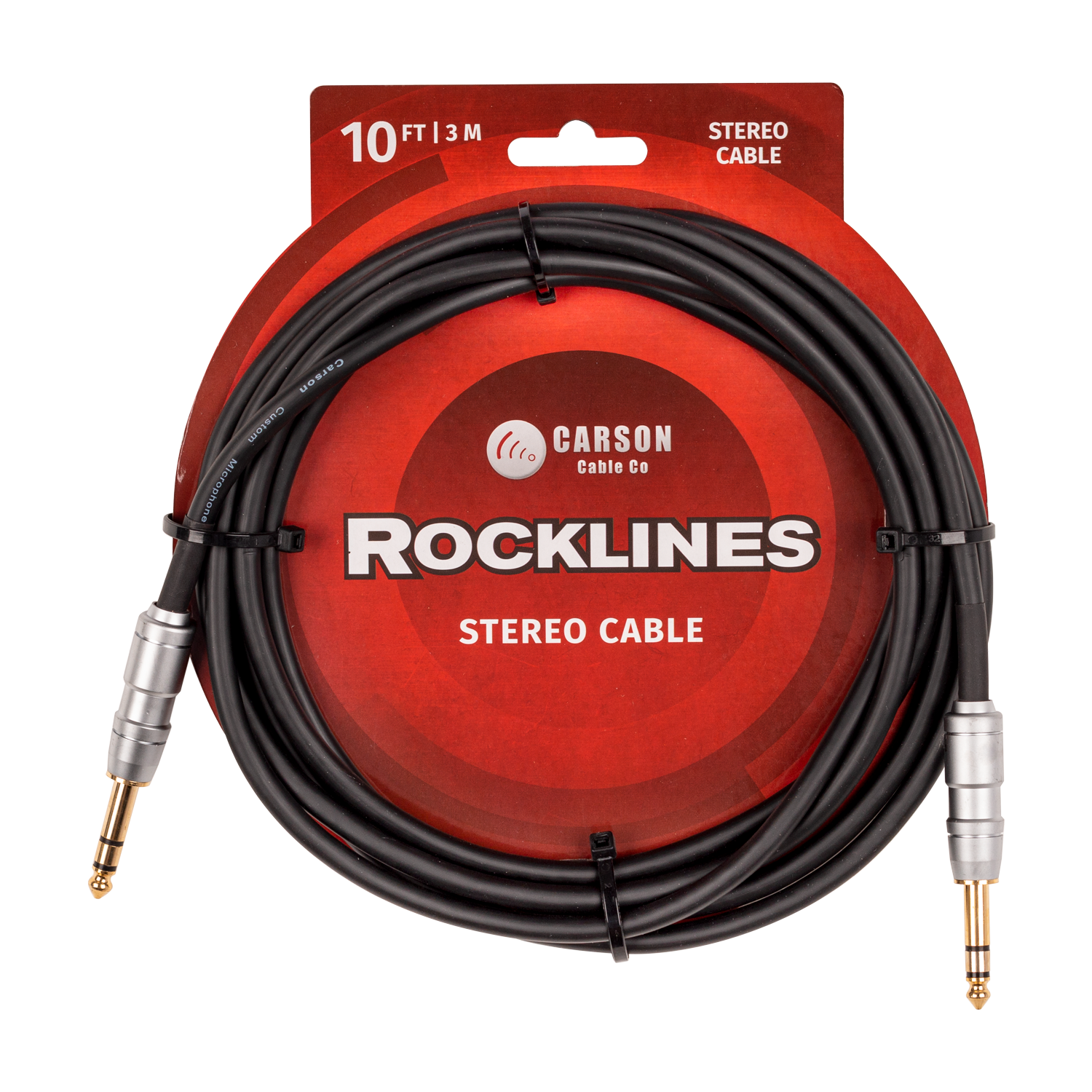 Carson | ROK10ST | 10 ft Stereo Instrument/Audio Cable | Black