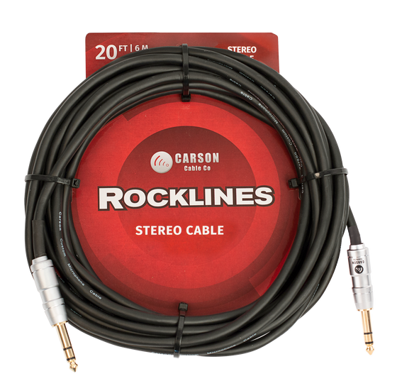 Carson | ROK20ST | 20 ft Stereo Instrument/Audio Cable | Black
